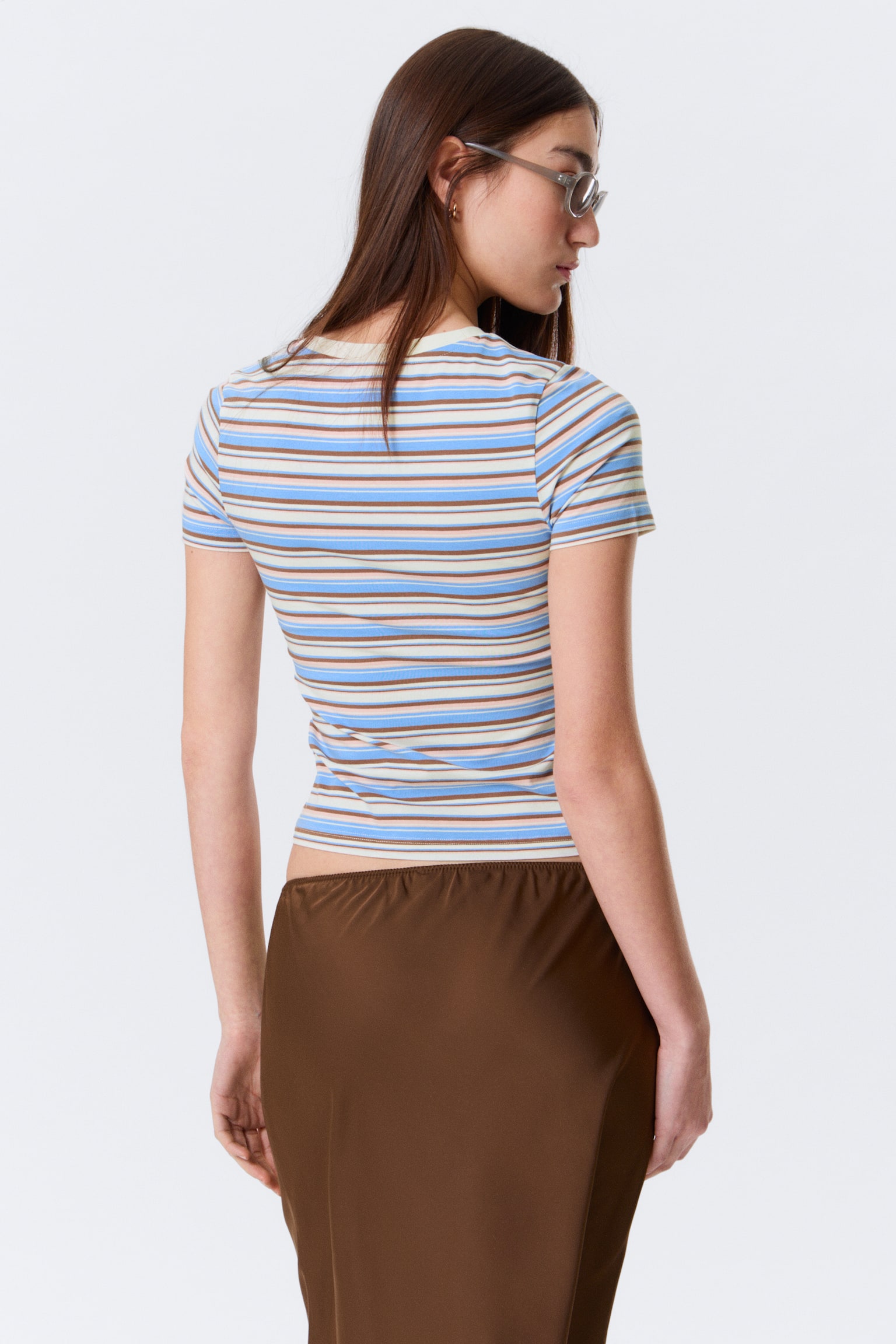 Tricou Mini Strâmt - Albastru/Roz Dungi Multicolore/Gri Melange/Dungi bleumarin/verde/Alb/Negru - 5