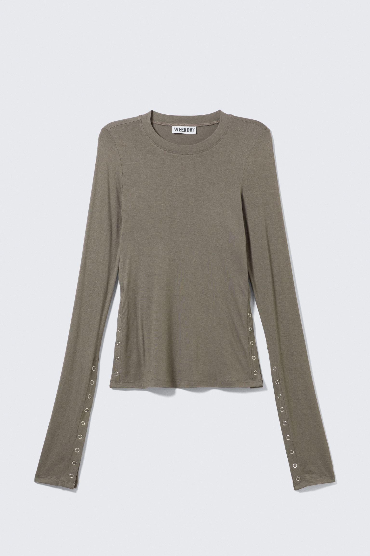 Top slim a maniche lunghe - Grigio polvere/Nero - 2