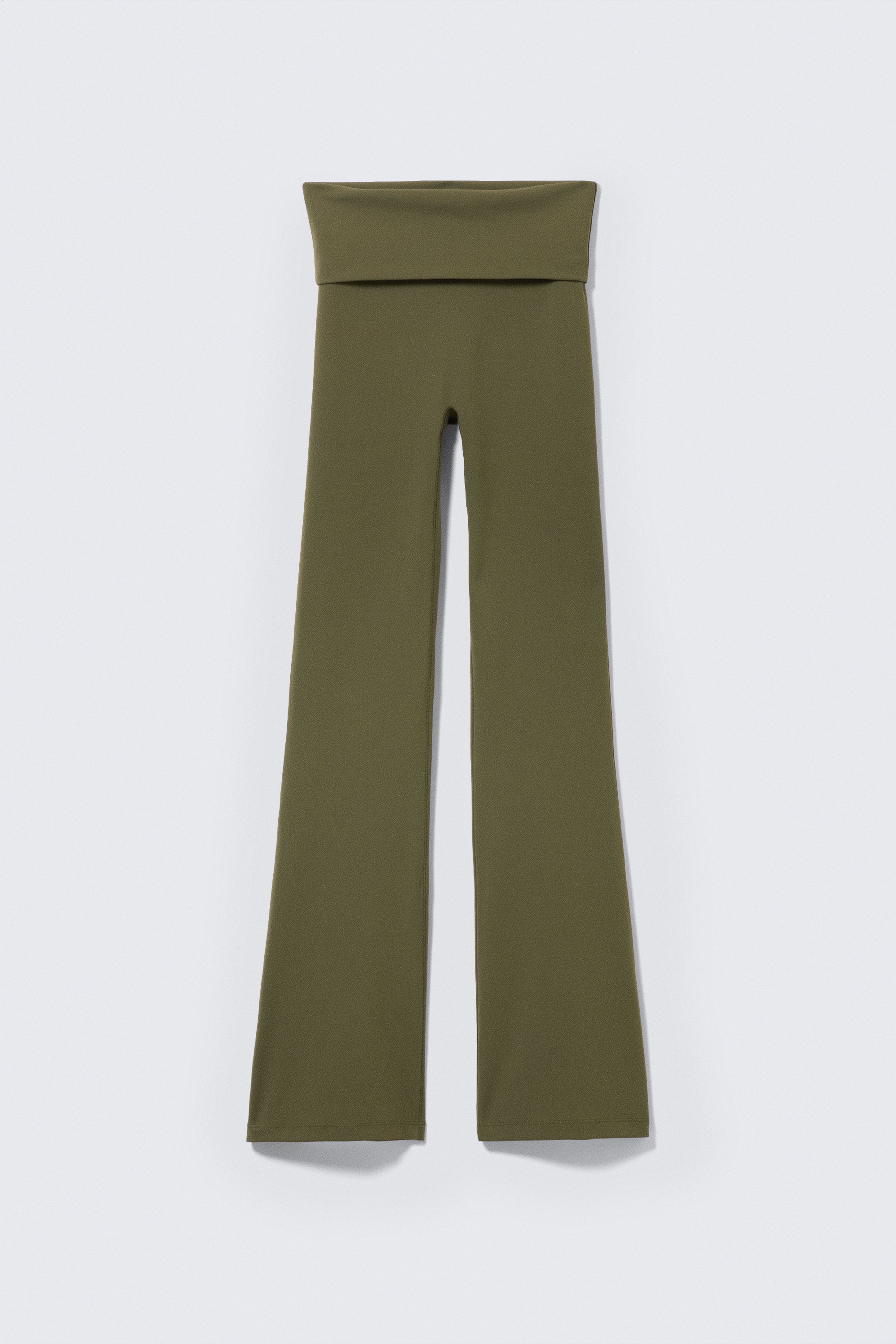 Folded Waist Flared Yoga Tights - Dark Khaki Green/Dark Grey/Dark Brown/Light Dusty Grey/Dark Brown/White/Black