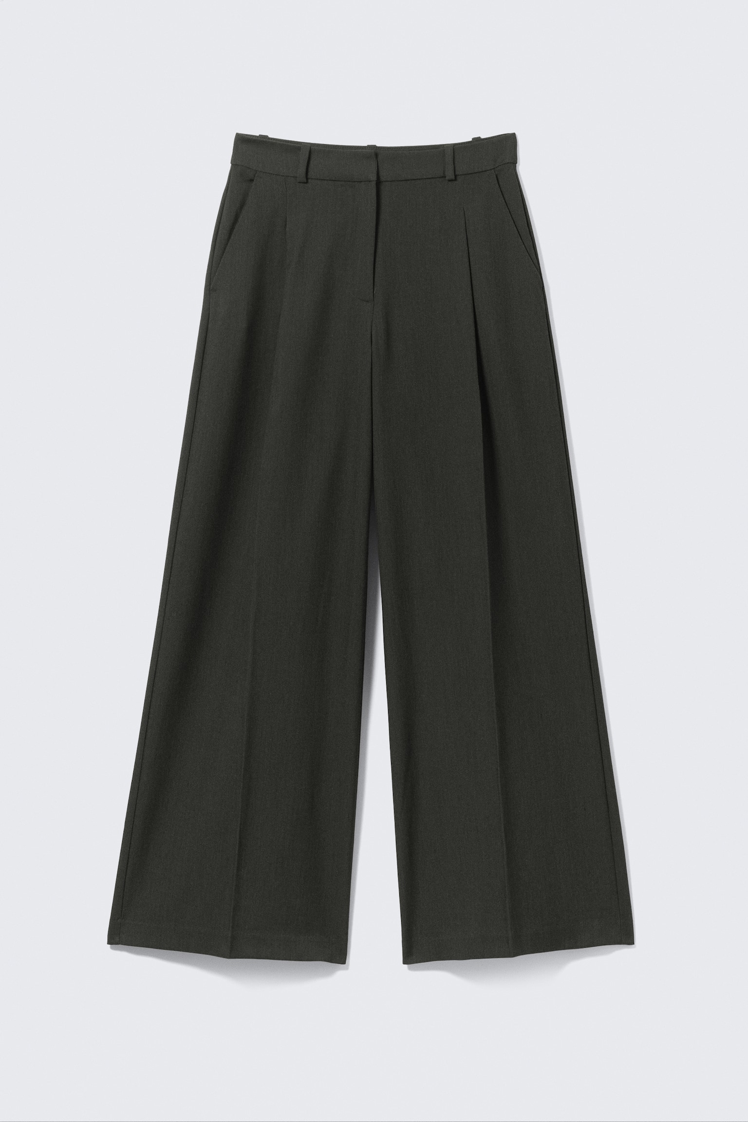 Pantaloni sartoriali a gamba larga - Grigio scuro mélange/Nero - 2