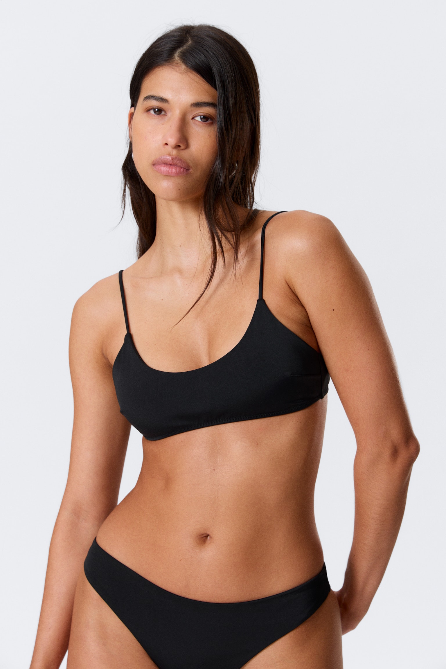 Padded tie bikinitop - Zwart/Donkerblauw - 1
