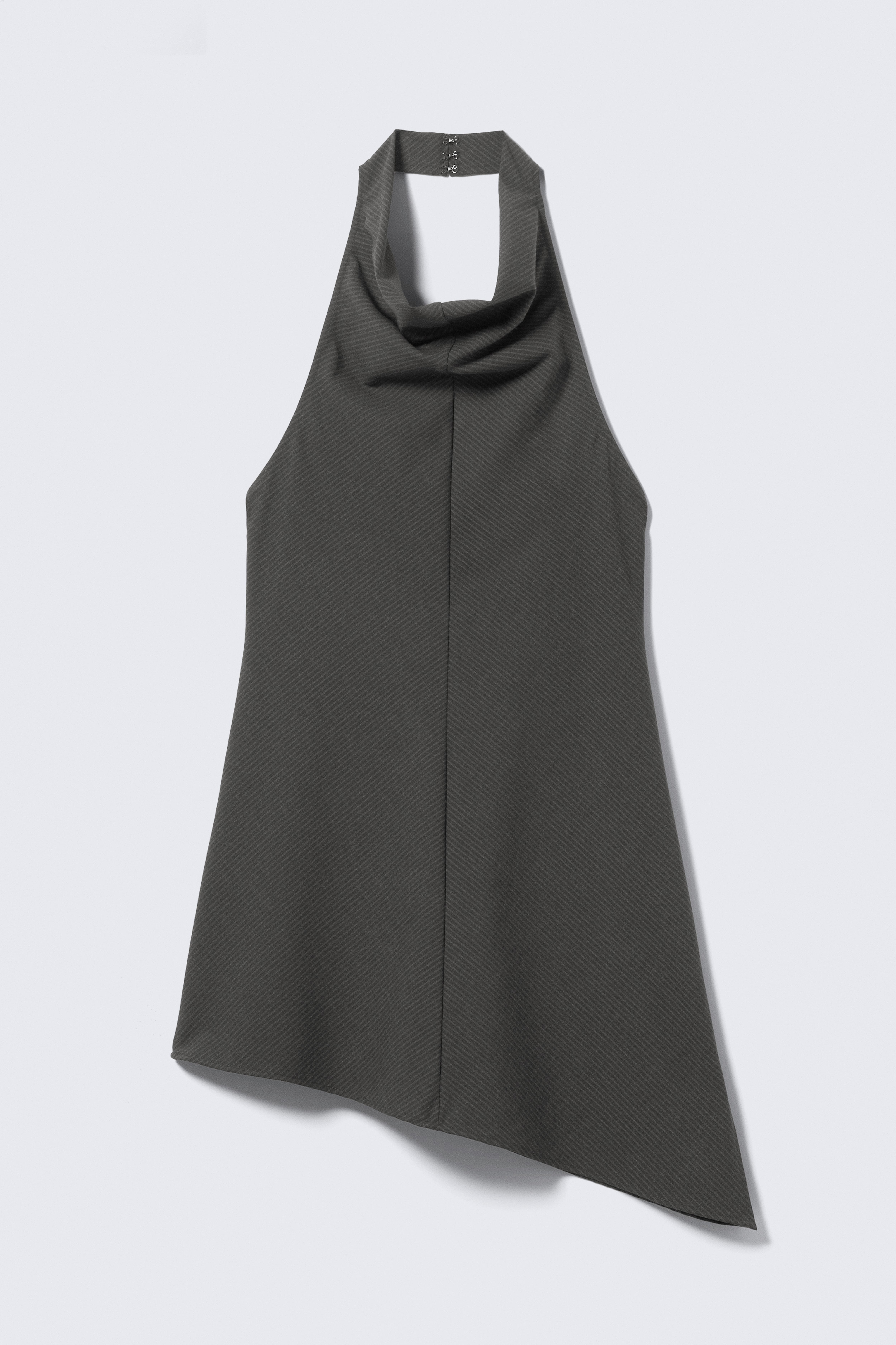 Midikleid mit Neckholder und Wasserfallausschnitt - Dunkelgrau gestreift