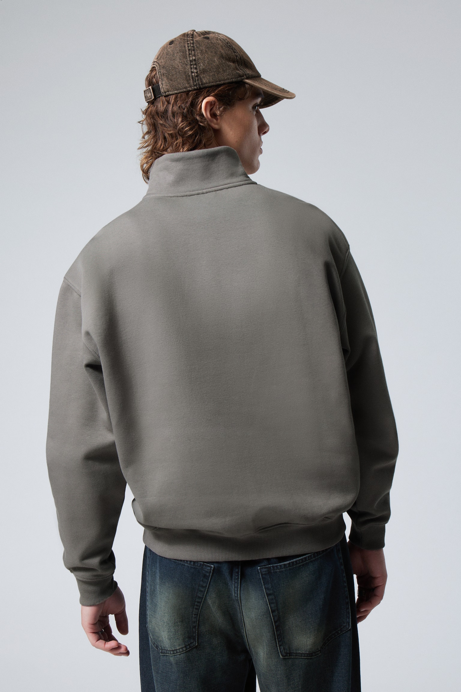 Relaxed Heavy Half Zip Sweater - Dusty Grey/Dark Blue/Light Grey/Black/Dark Brown/Dark Khaki Green - 5