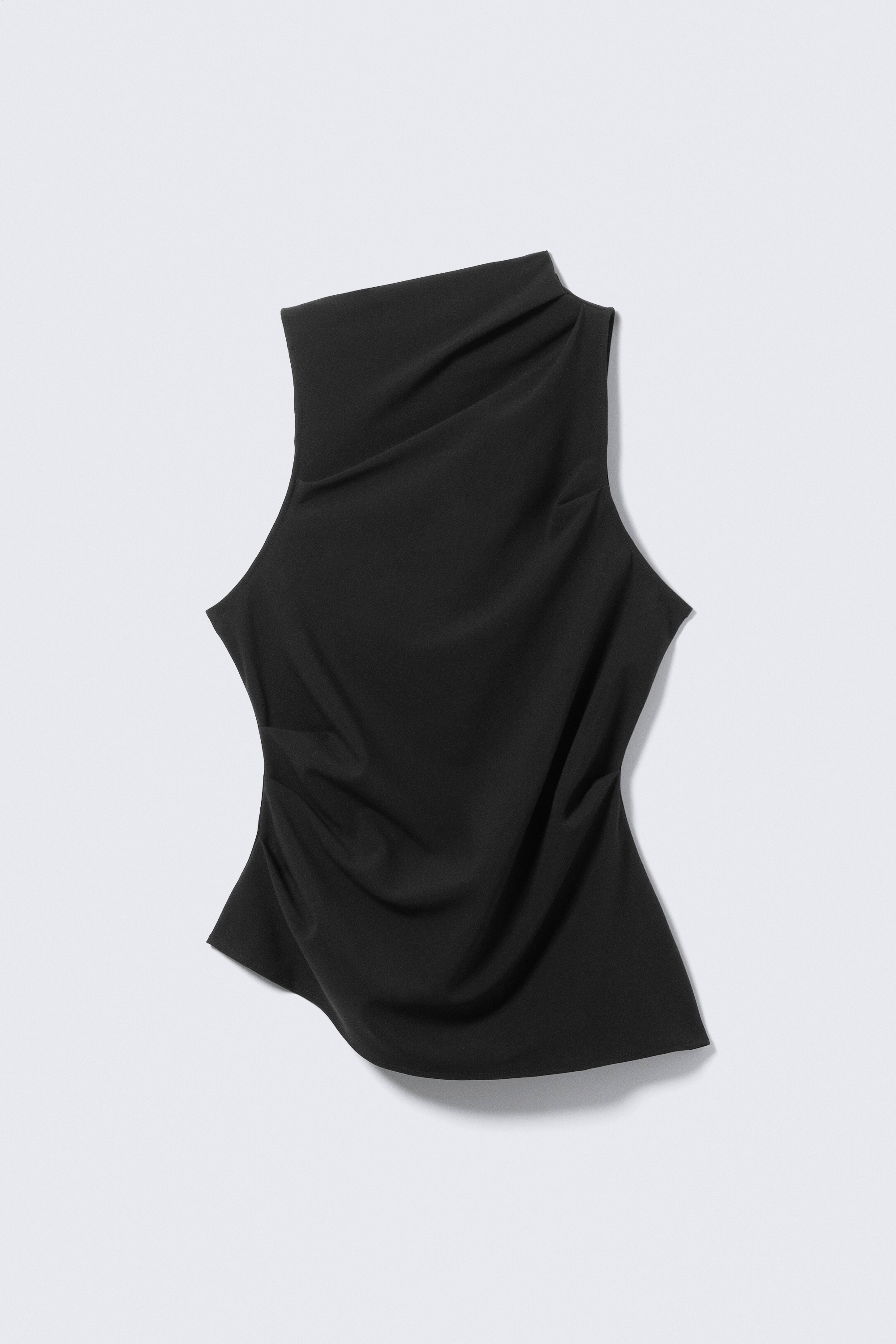 Asymmetrisk ärmlös kostymtopp - Svart