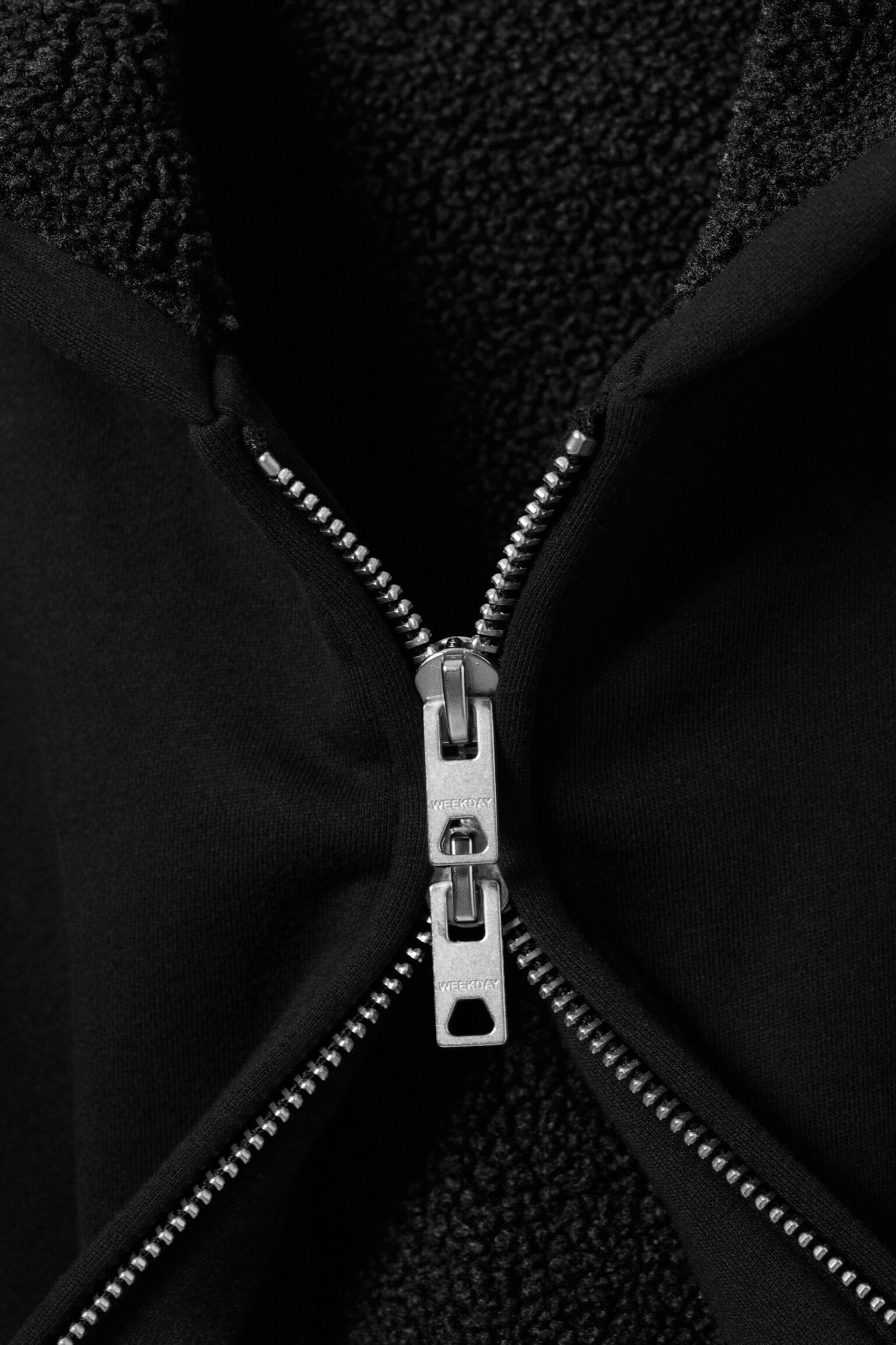Gefütterter Bomber-Hoodie mit Reißverschluss - Schwarz - 5