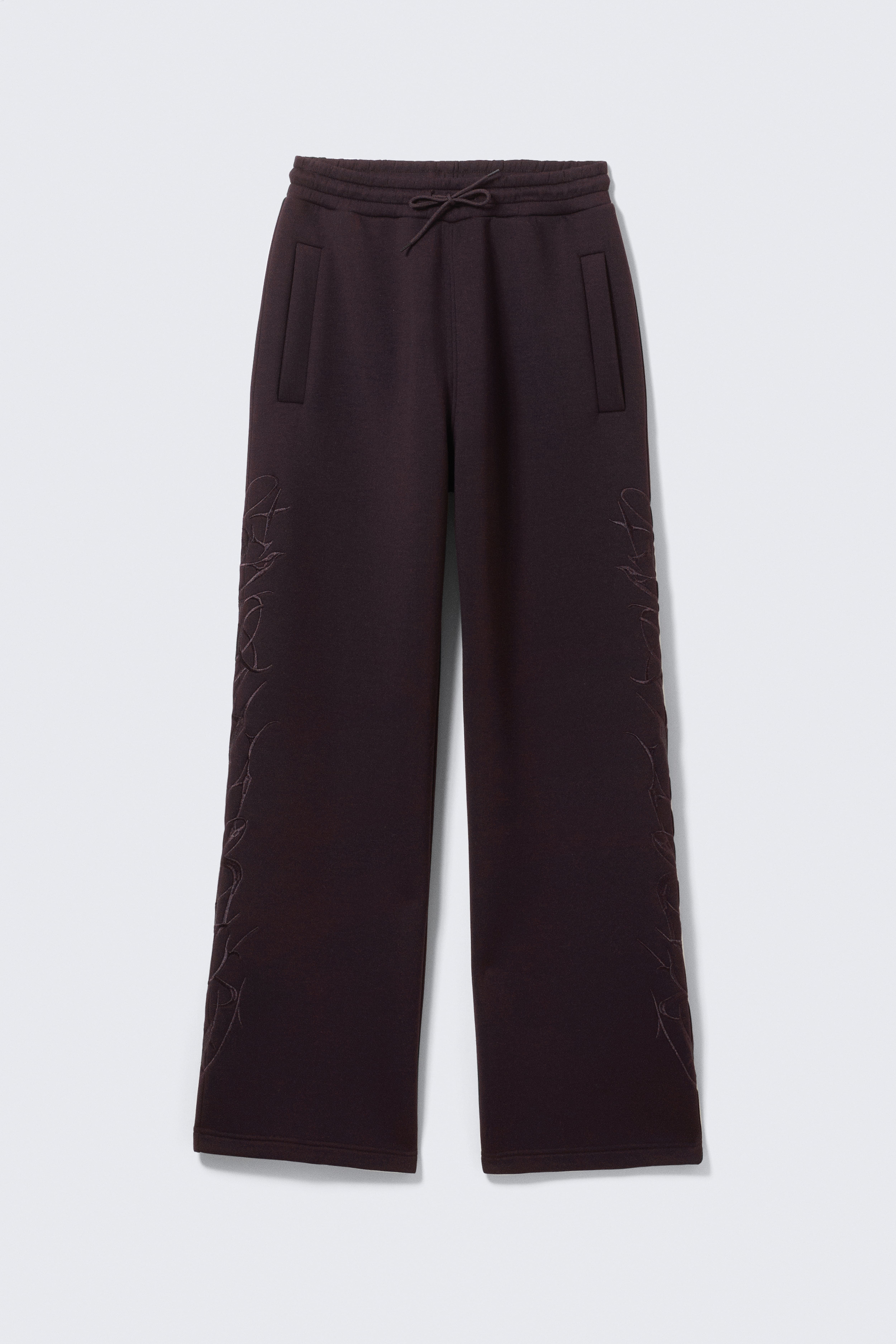 Graphic Loose Fit Scuba Sweatpants - Dark Purple - Embroidered