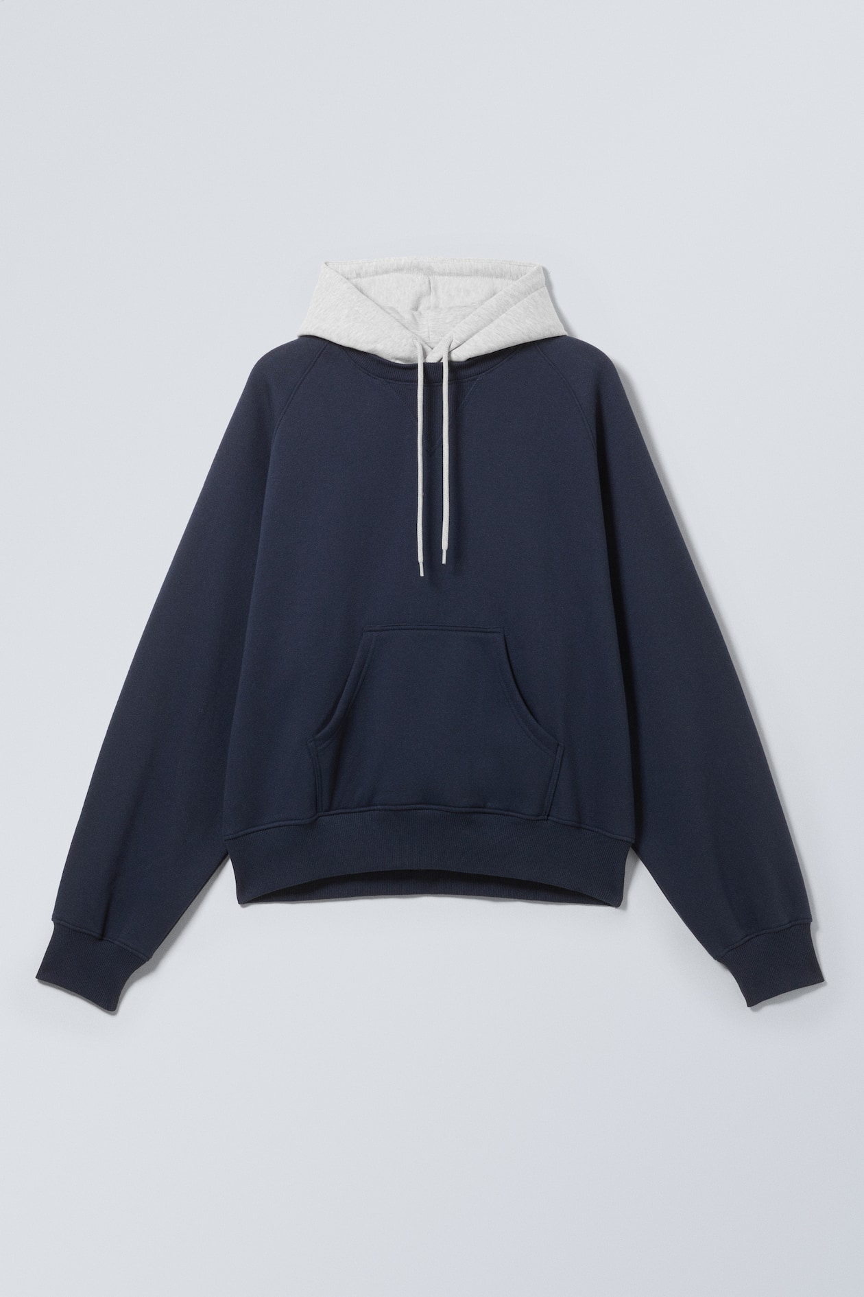 Dark Blue Raglan Loose Raglan Hoodie - Dark Blue/Grey - Men | H&M GB