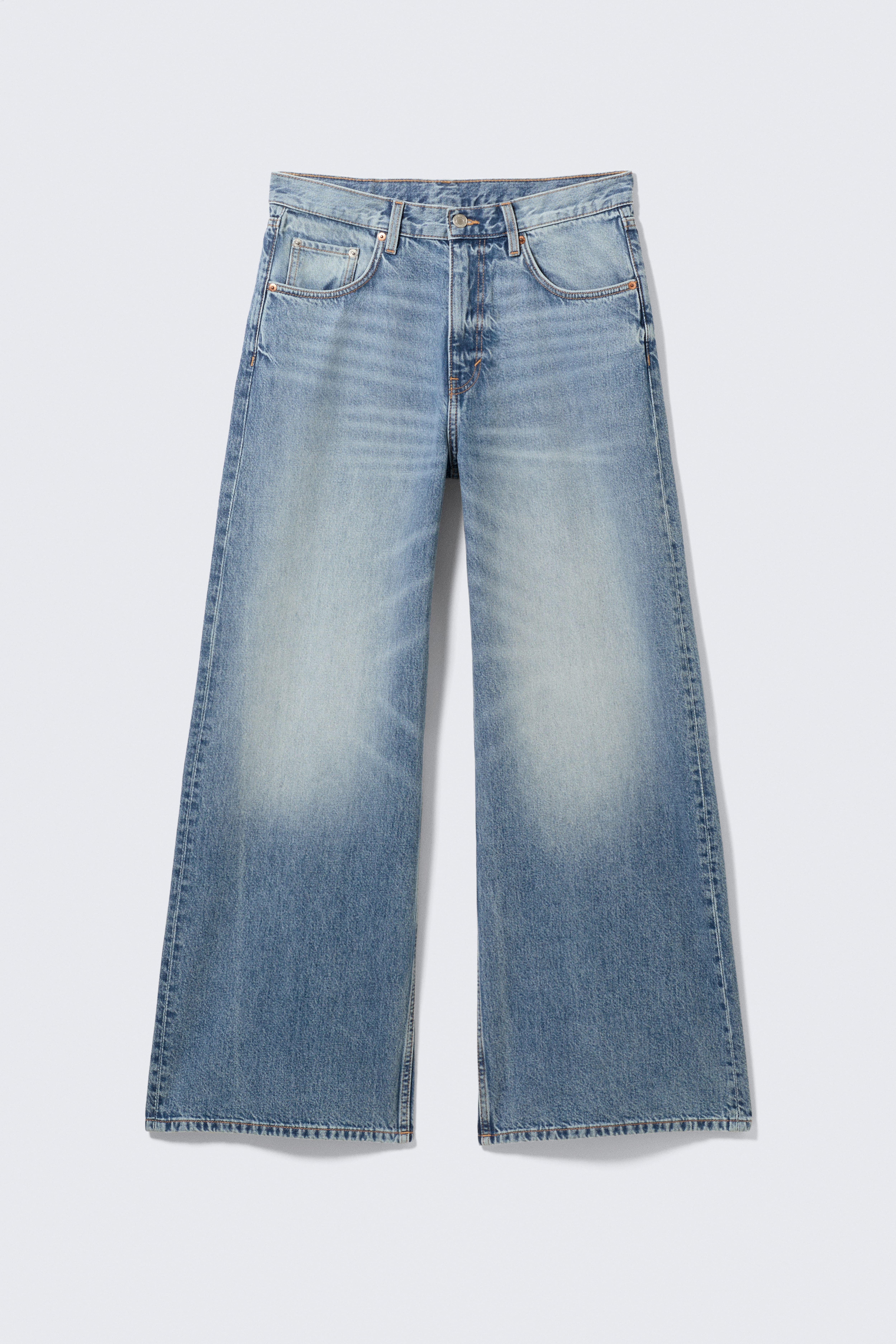 Solar Loose Wide Leg Unisex Jeans - Blue Horses - Medium Blue/Redondo Black - Washed Black/Blue Rinse – Donkerblauw