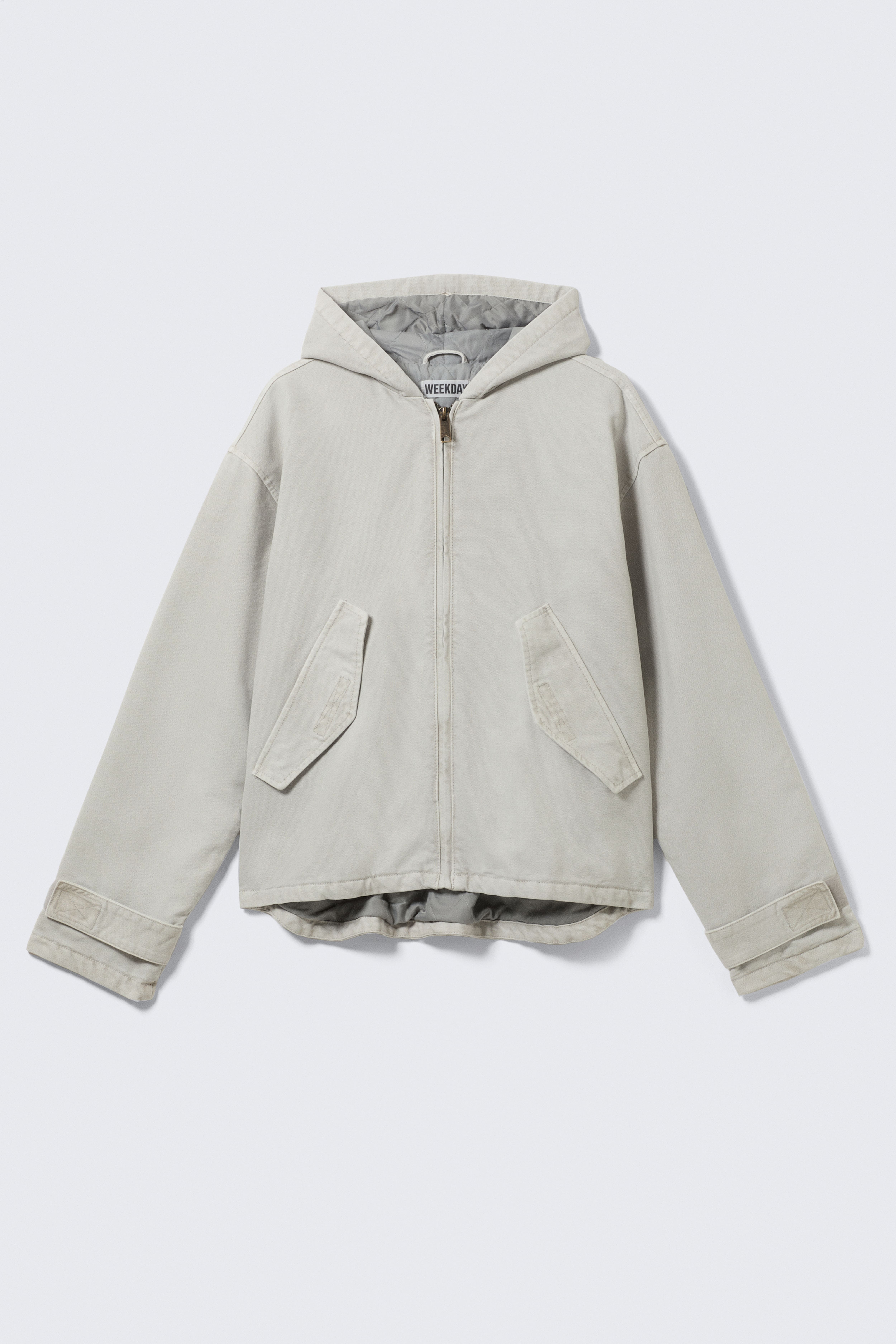 Veste ample à capuche en toile - Gris poudré clair/Noir chiné