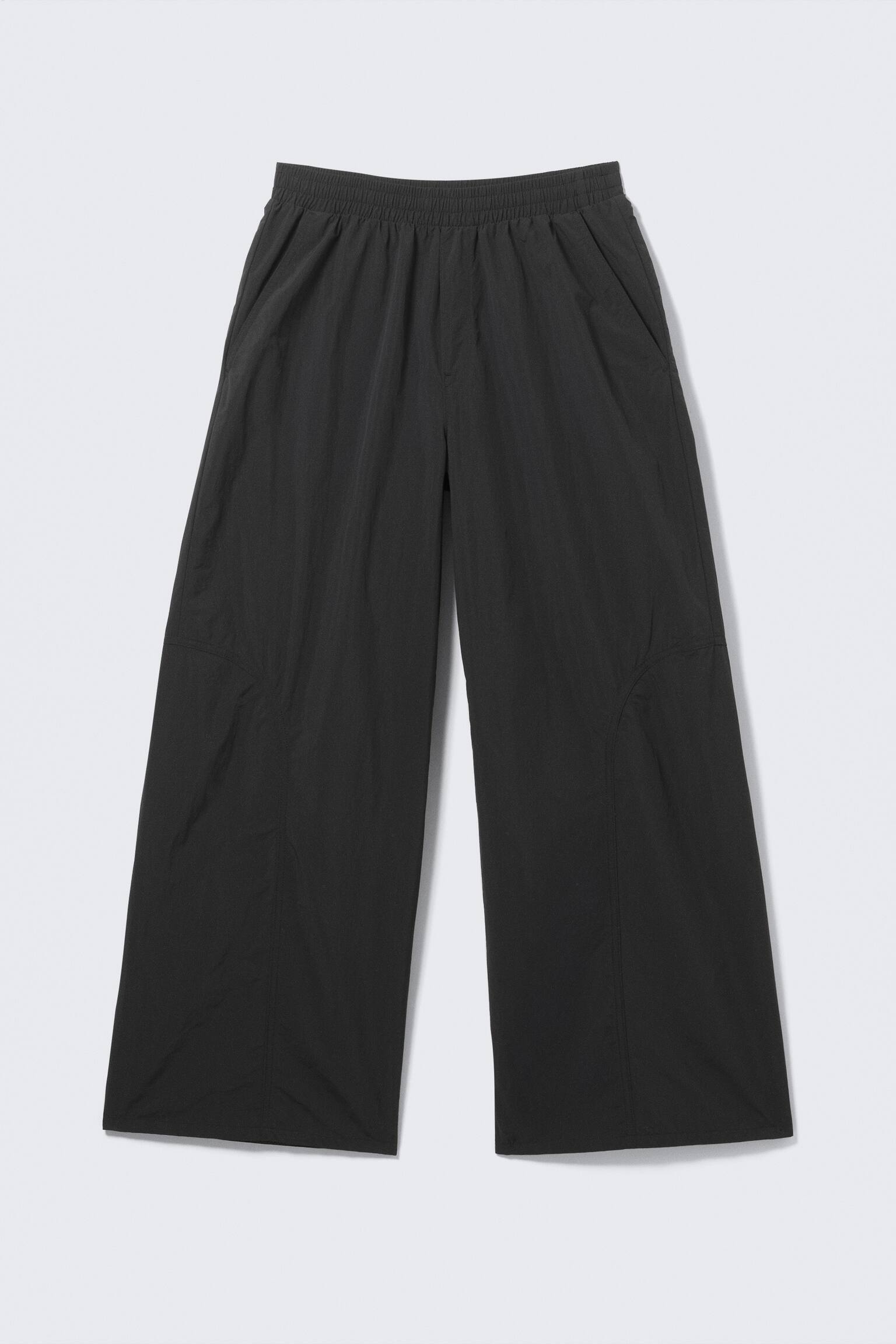Nylonowe spodnie Loose Baggy Leg Mid Rise - Czarny - 1