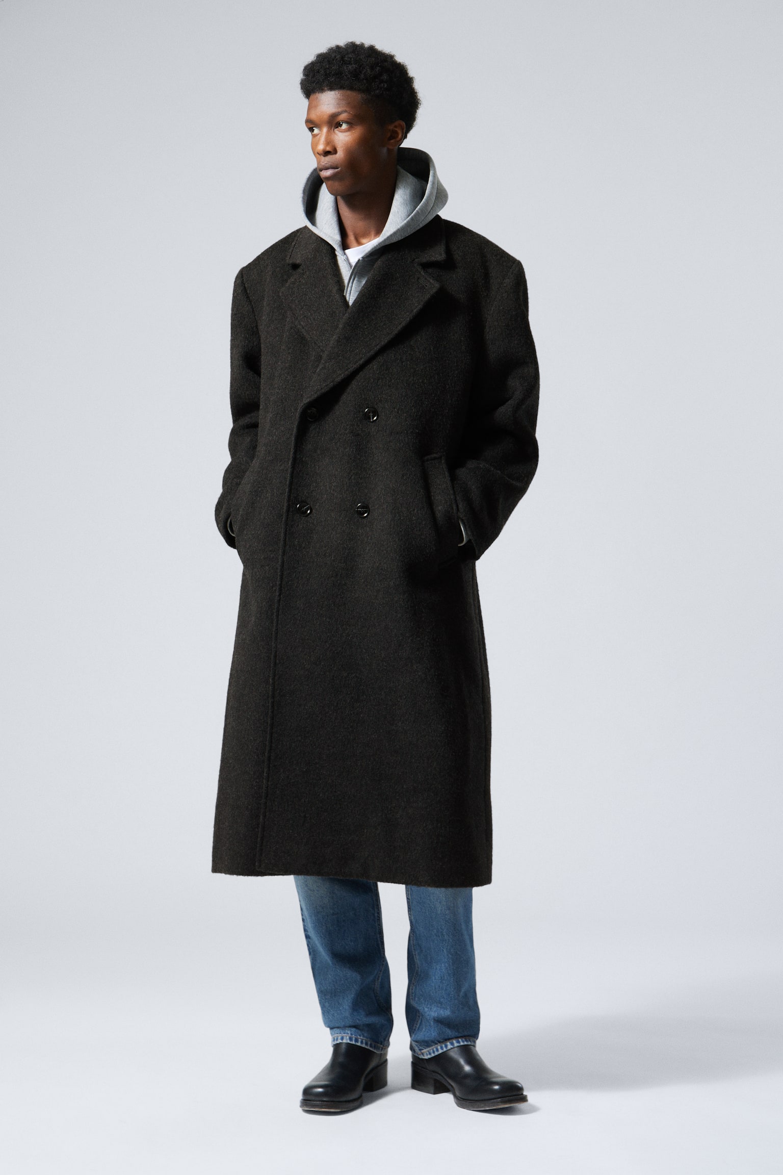 Double-Breasted Wool-Blend Coat - Black - 7