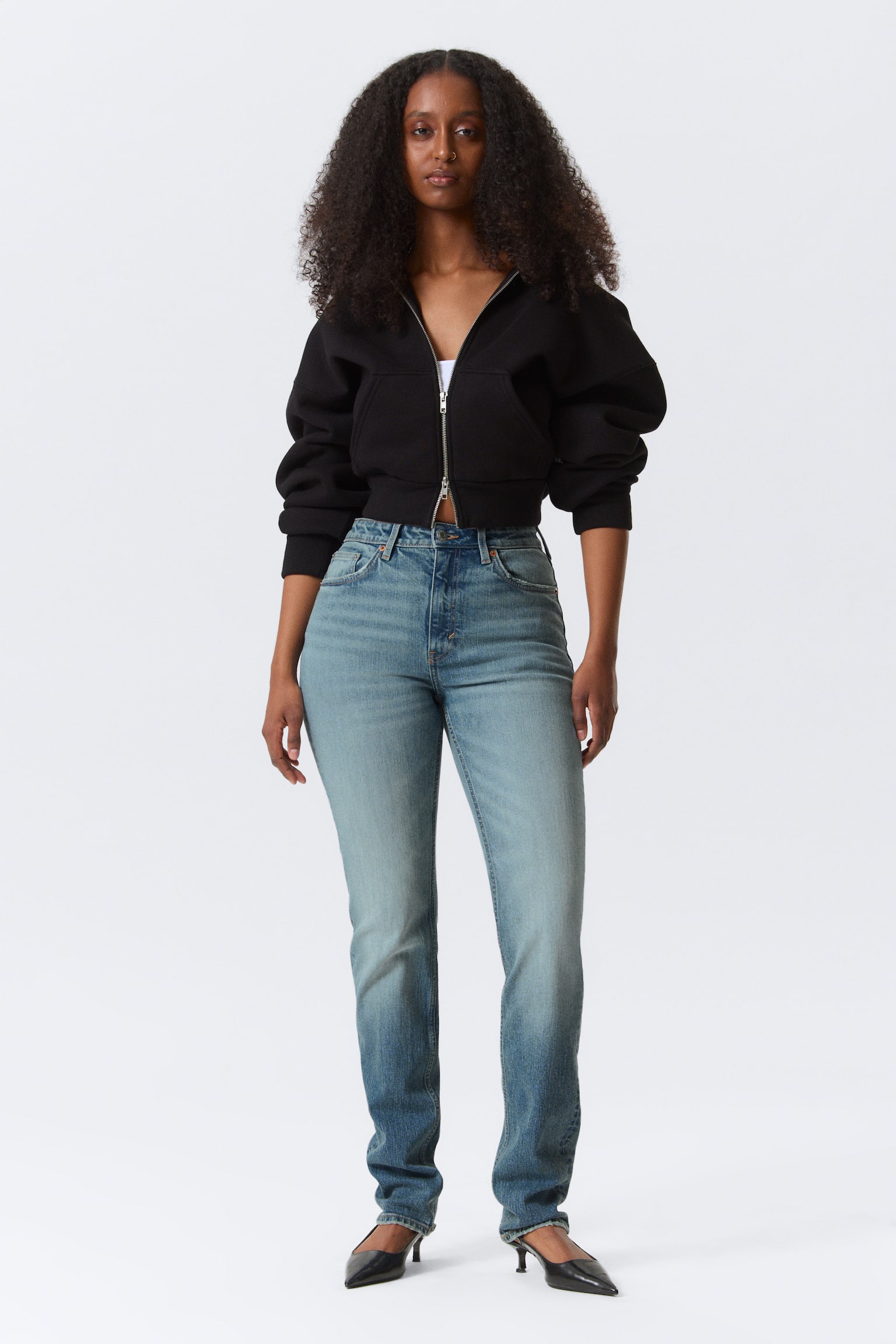 Vega Curve High Waisted Slim Leg Jeans - Blue Horses - Mittelblau/Blue Hymn - Mittelblau - 1