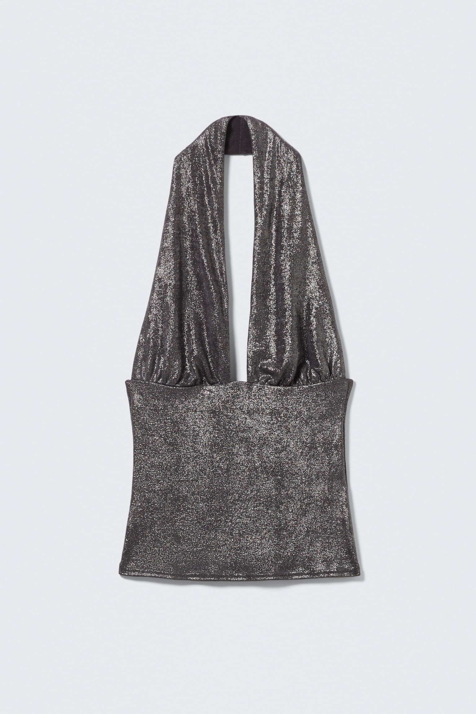 Top scintillante con scollo a V - Grigio scuro brillante - 2