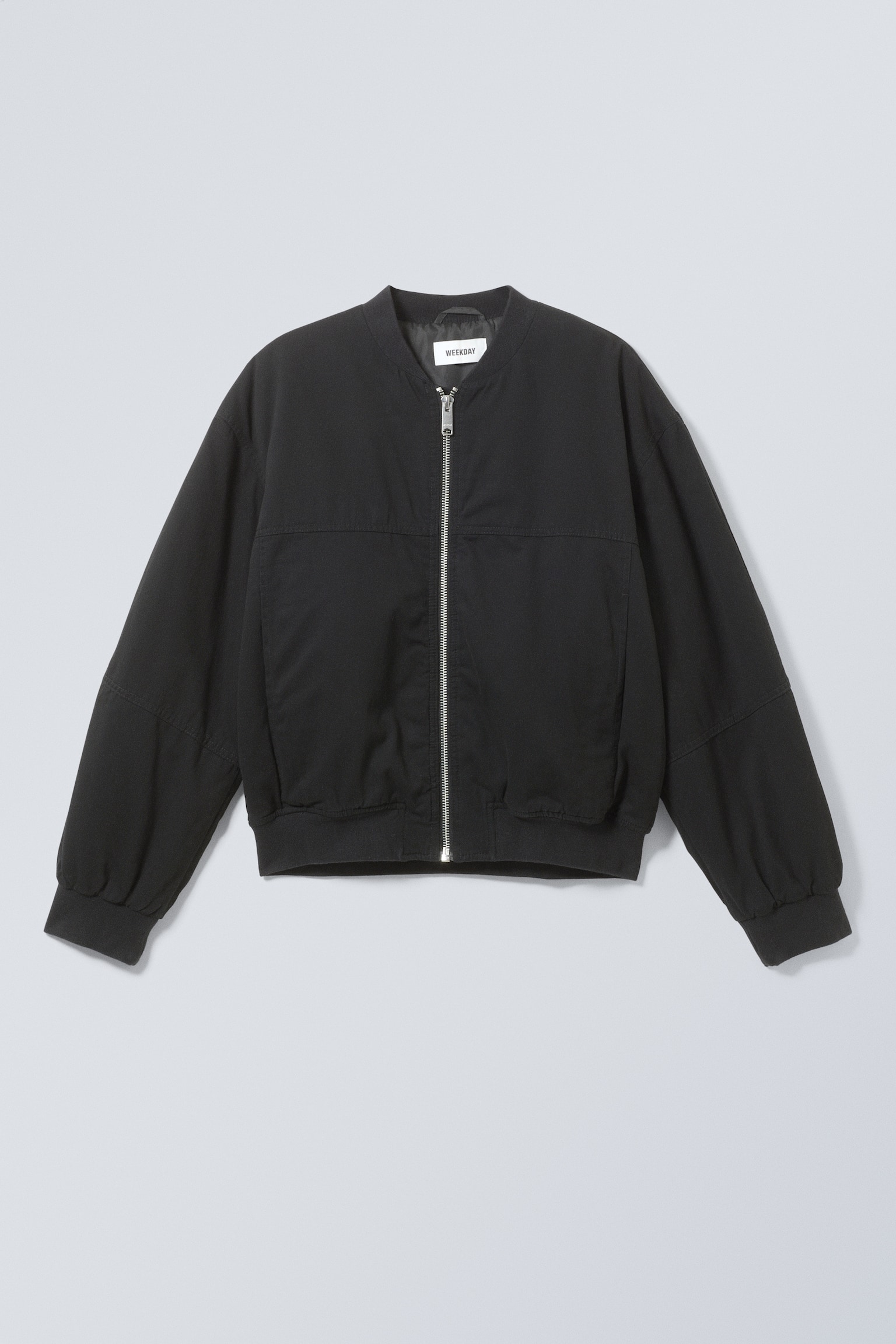 Relaxed Cotton Bomber Jacket - Black - 1