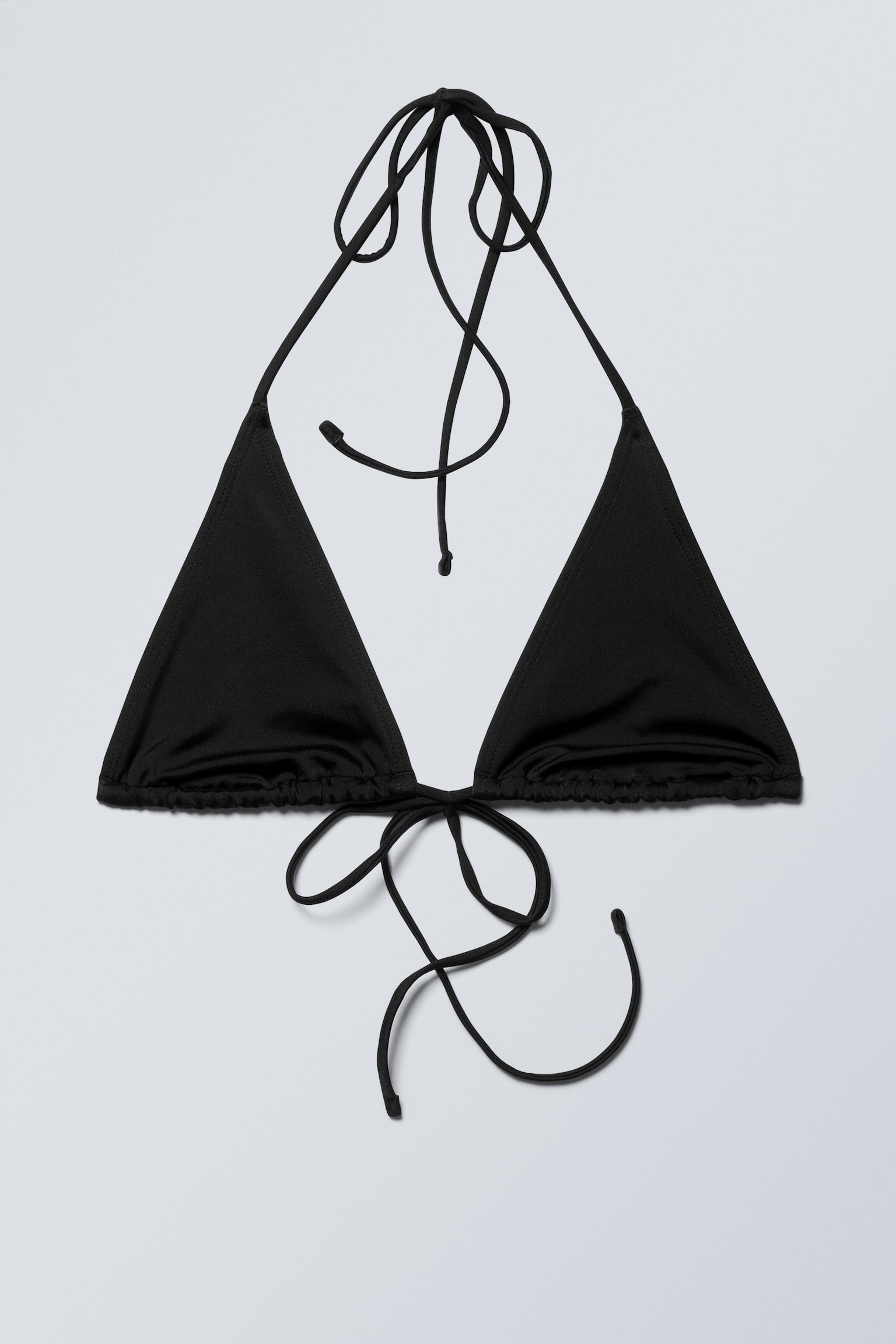 Strappy Triangle Bikini Top - Black - 1