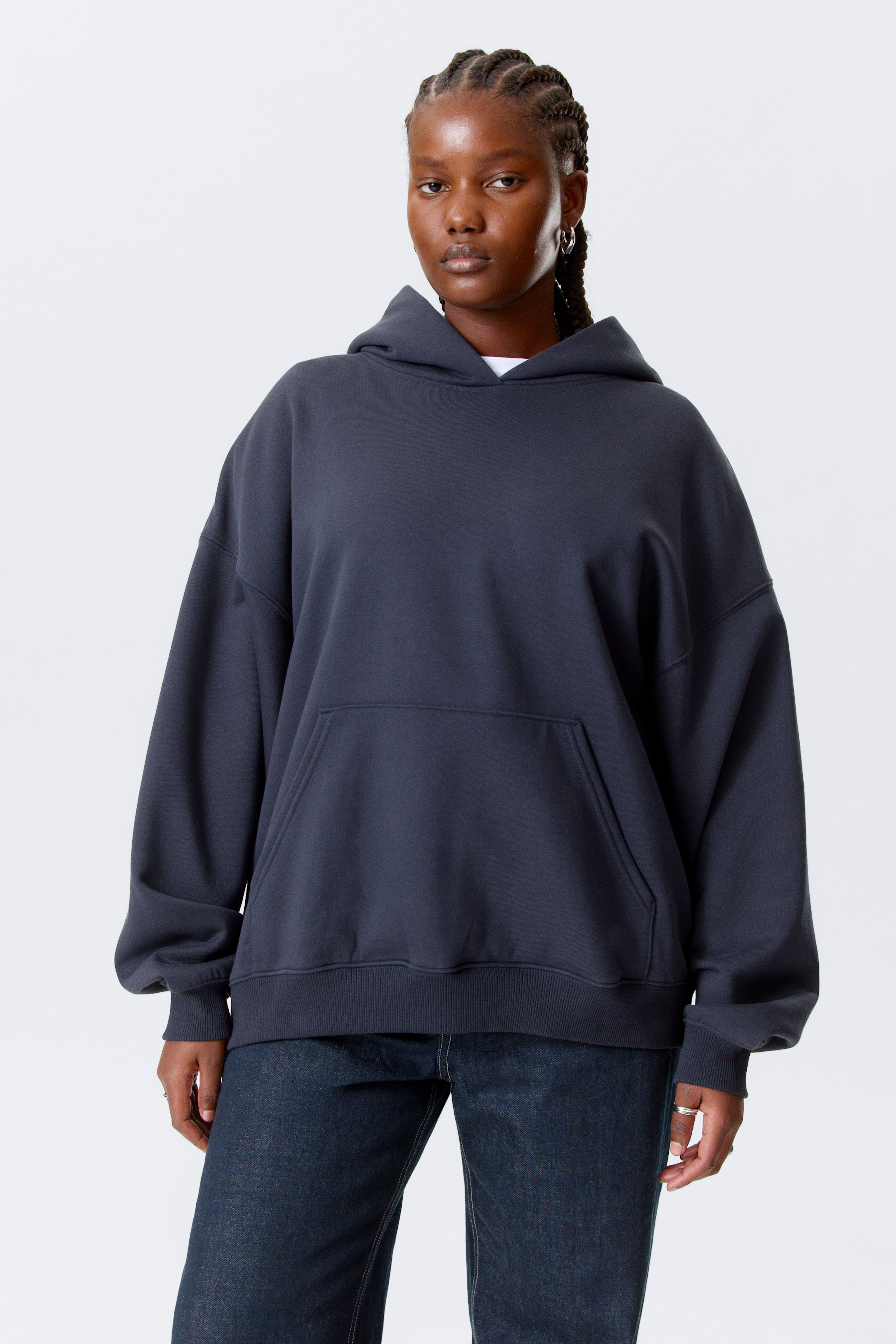 Schwerer Oversized-Kapuzenpullover - Dunkelblau/Dunkelrot/Schwarz/Dunkelbraun/Hellgrau meliert