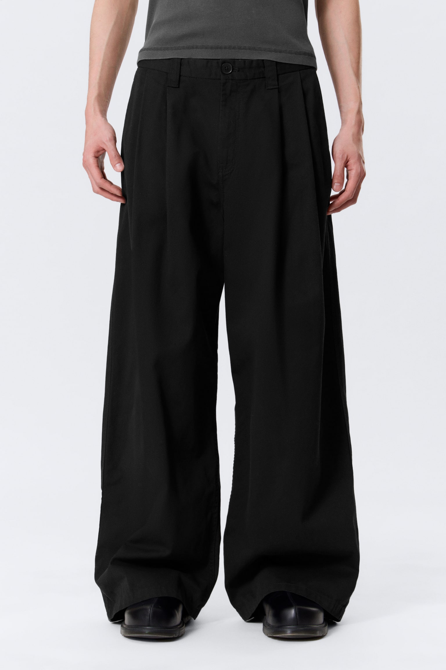 Chino Otis cu pliuri, din bumbac twill lejer - Negru/Light Beige/Gri închis - 4