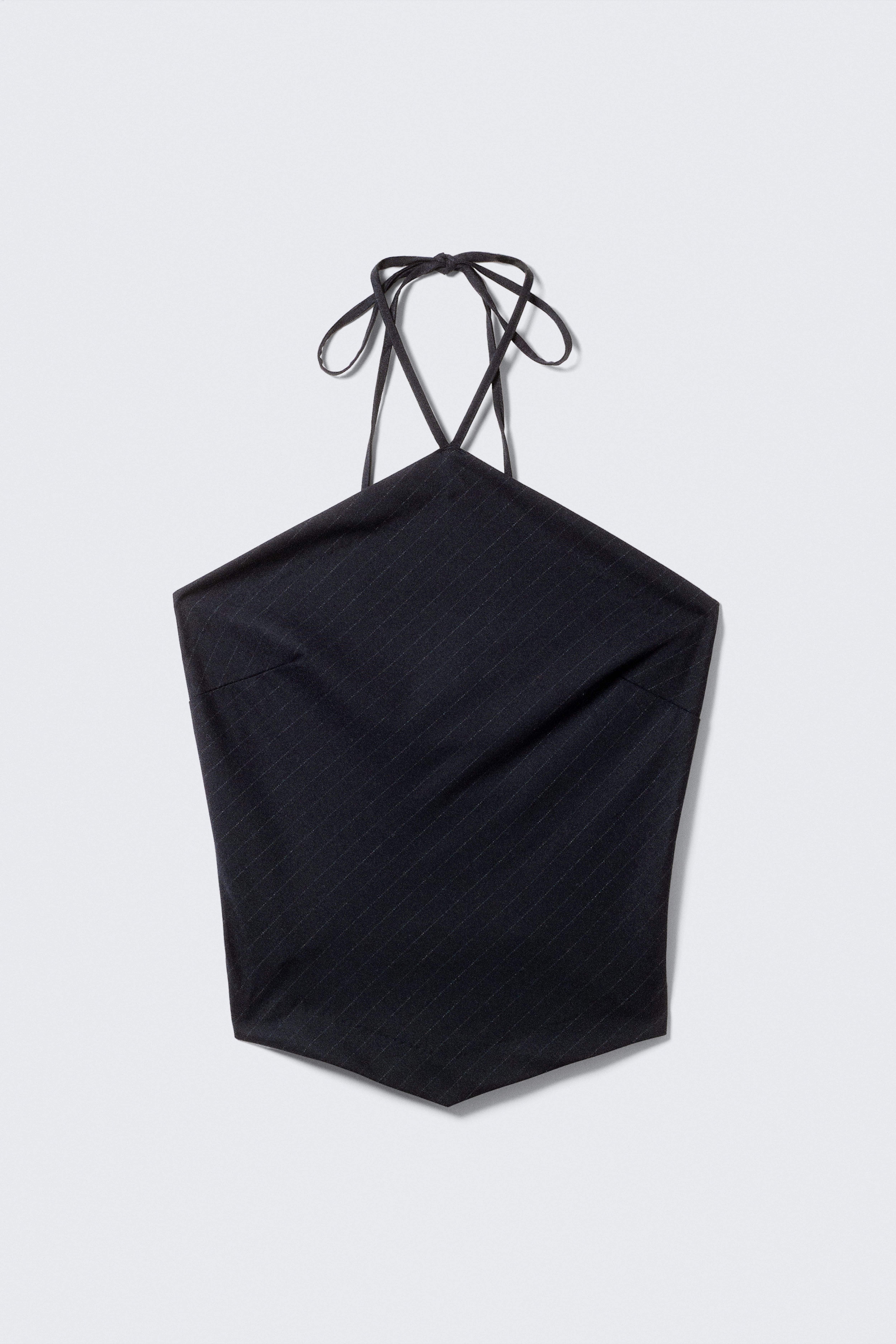 Neckholder-Top mit schmaler Passform - Dunkelblau - Nadelstreifen/Dunkelgrau - Steine