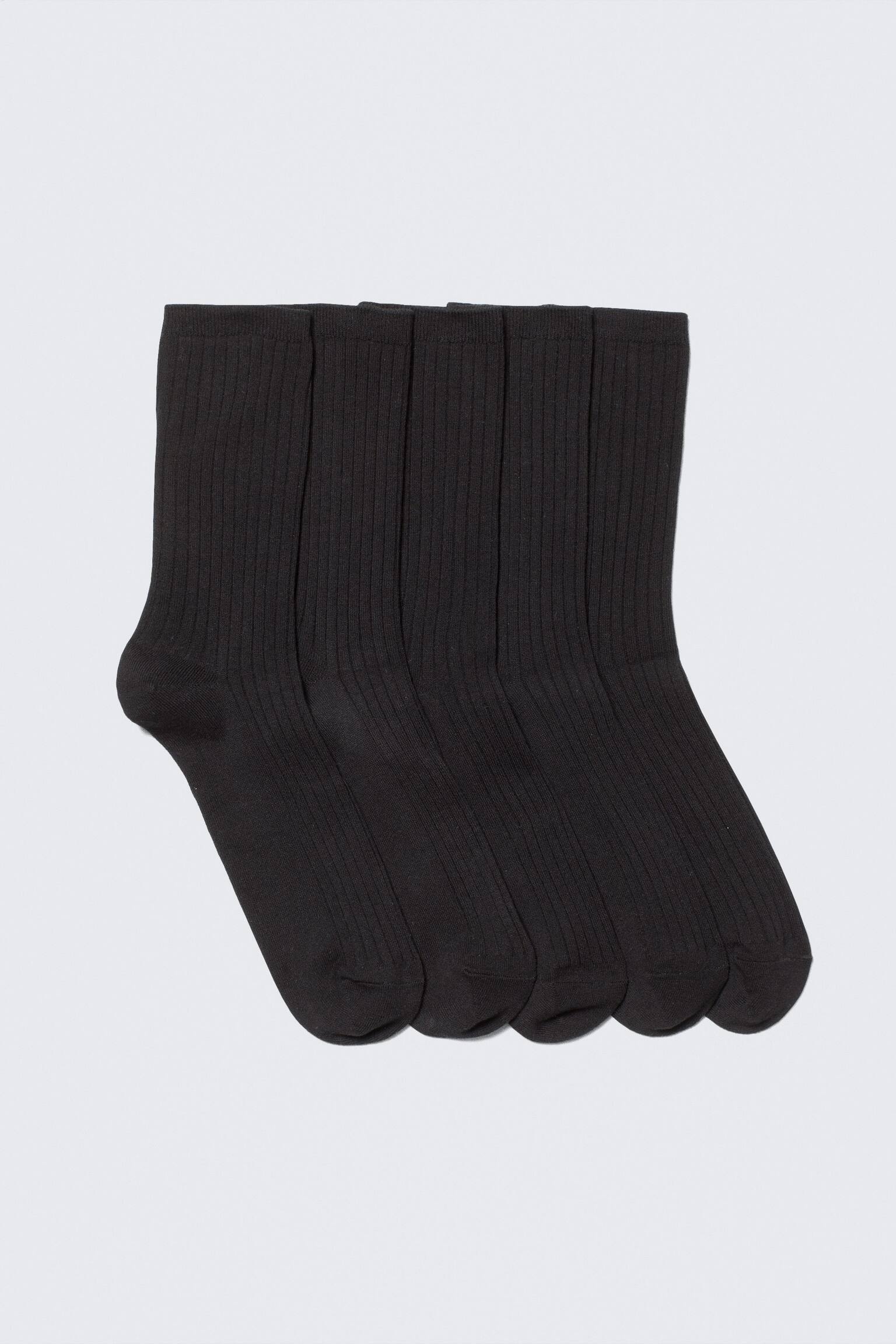 5-pack Rib Socks - Black/White/Fekete/Sötétkék Melange