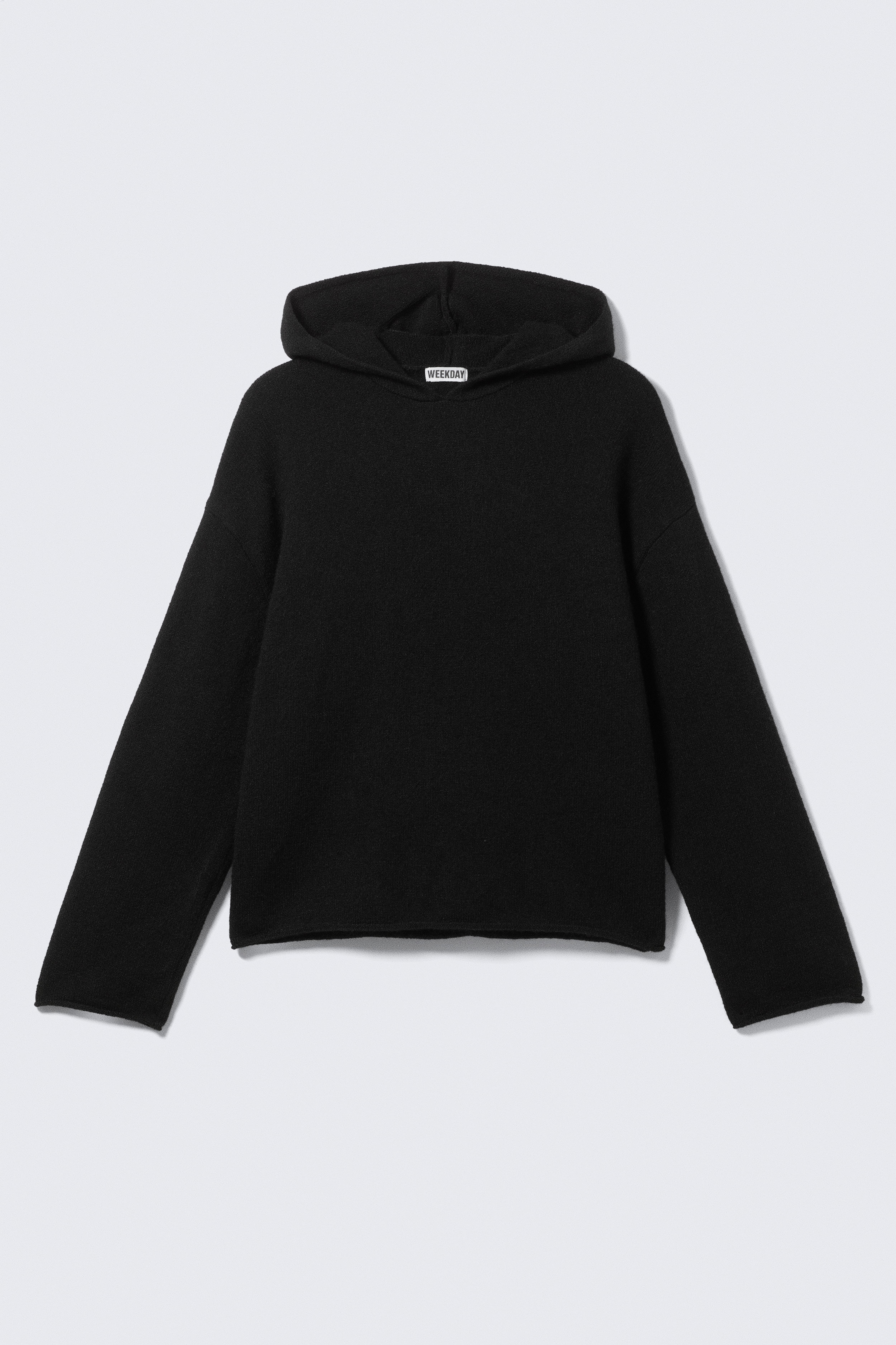 Entspannter Strick-Hoodie - Schwarz