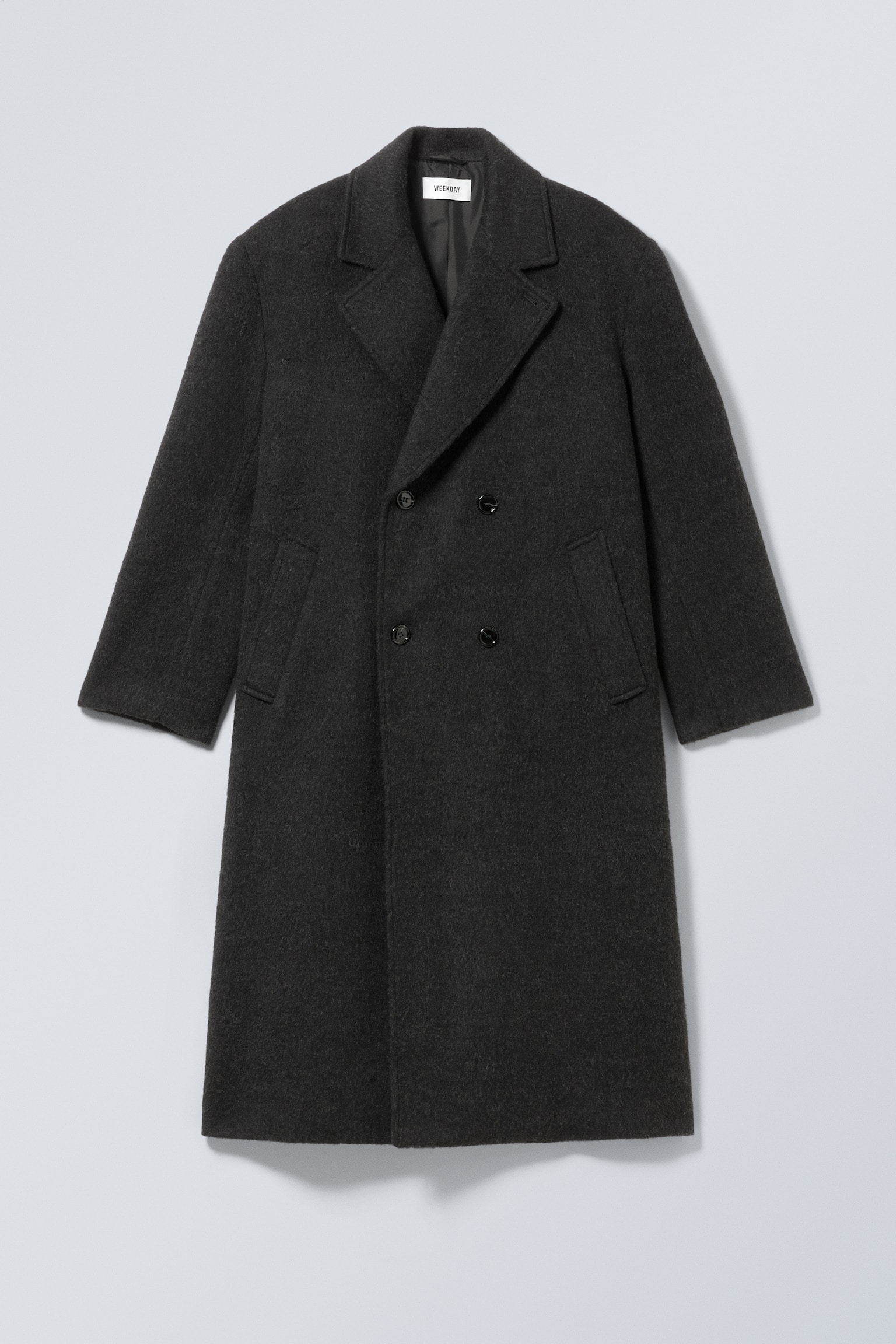 Double-Breasted Wool-Blend Coat - Black - 2