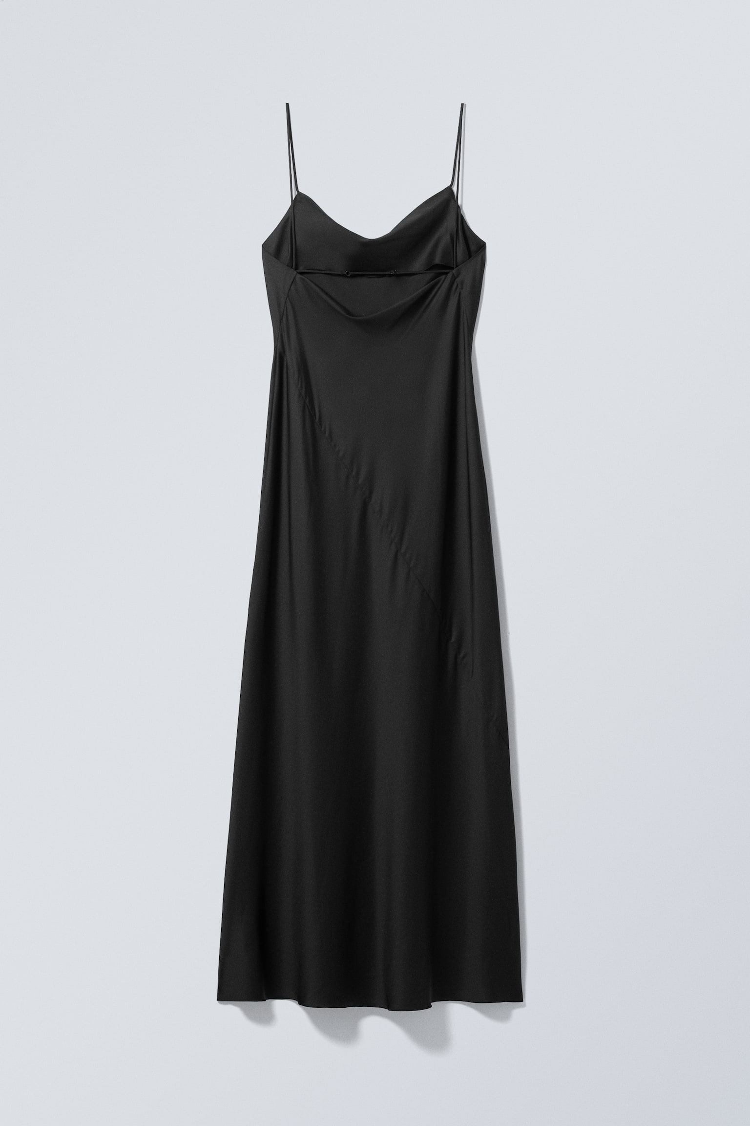 Maxi Satin Slip Dress - Black/Light Dusty Mole - 3