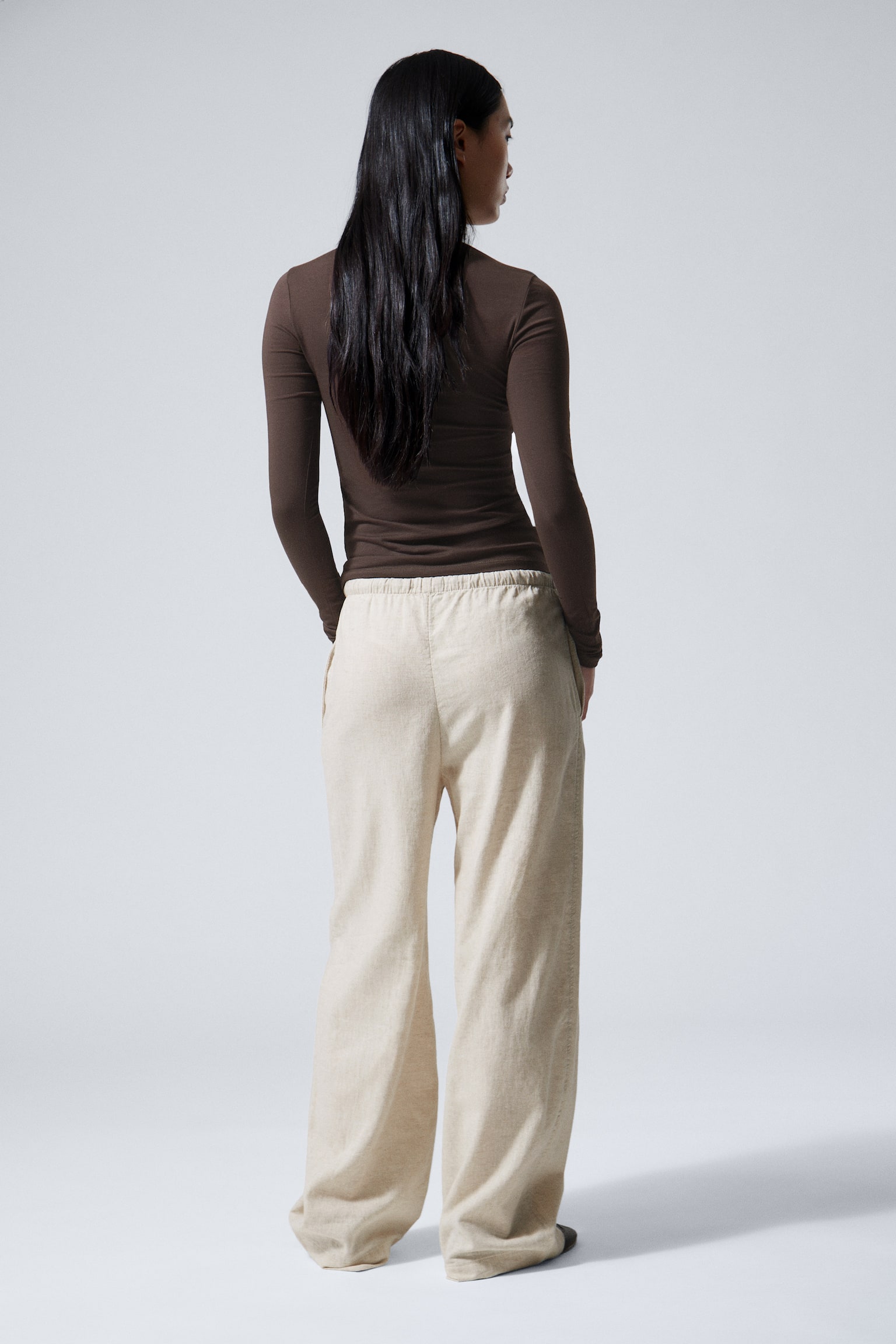 Mia Linen Mix Trousers - Ecru/Black - 3