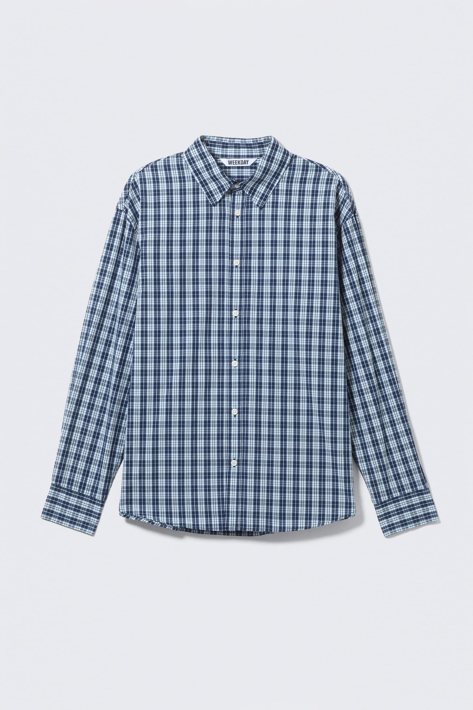 Oversized Rutig Skjorta - Rutig blå/Rutig Beige - 2