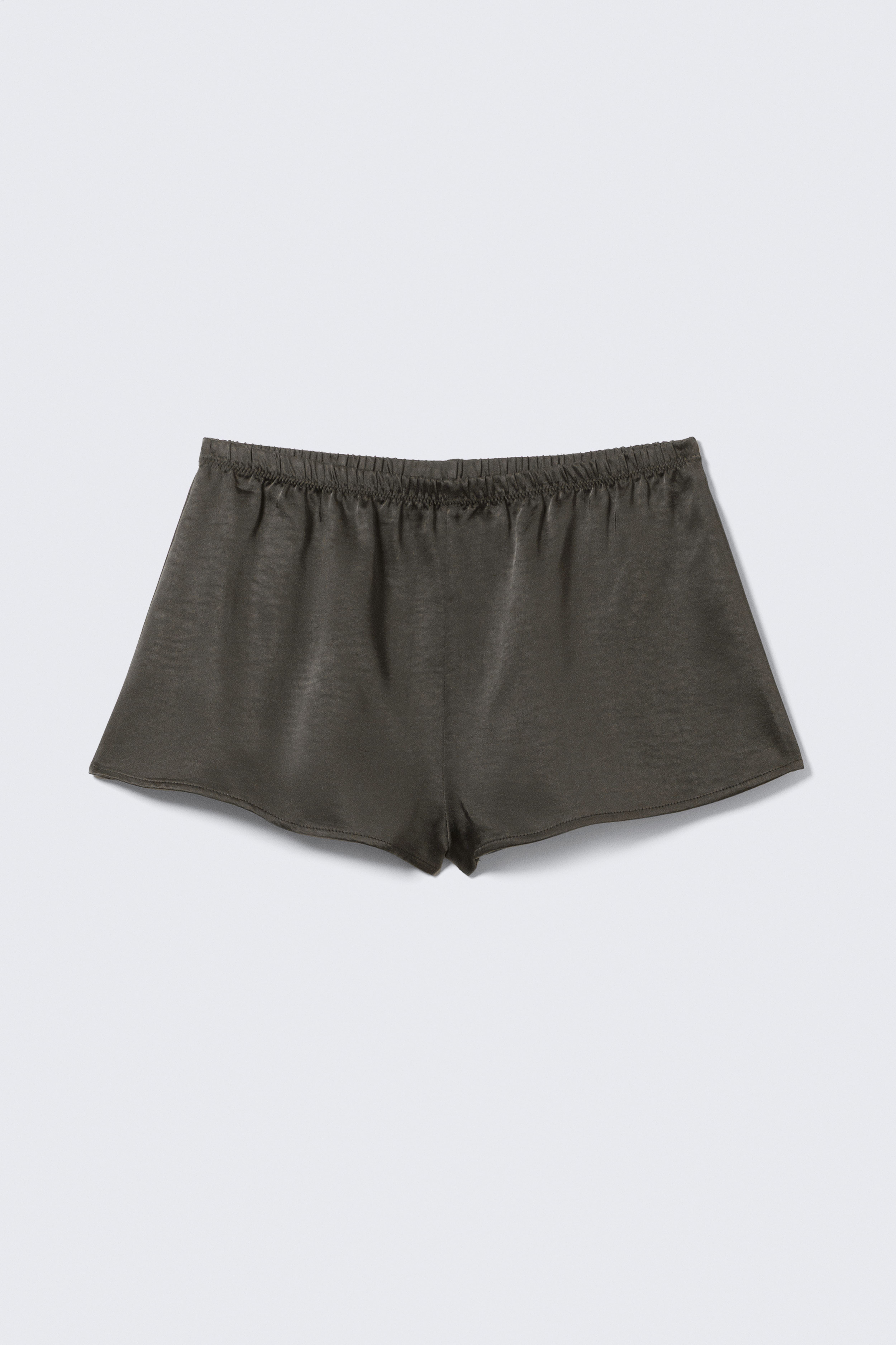 Vasket satin pyjamas-shorts - Forvasket mørkegrå