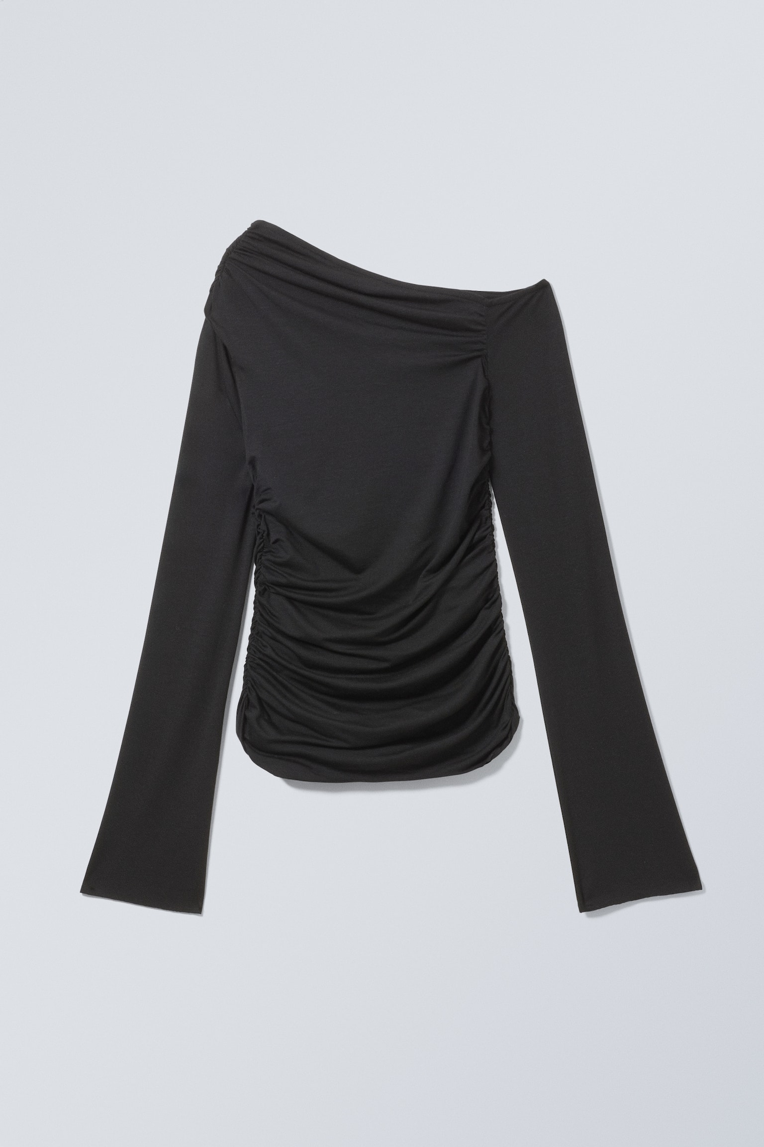 Drape Asymmetric Lyocell Top - Black/Dark Blue/White - 2