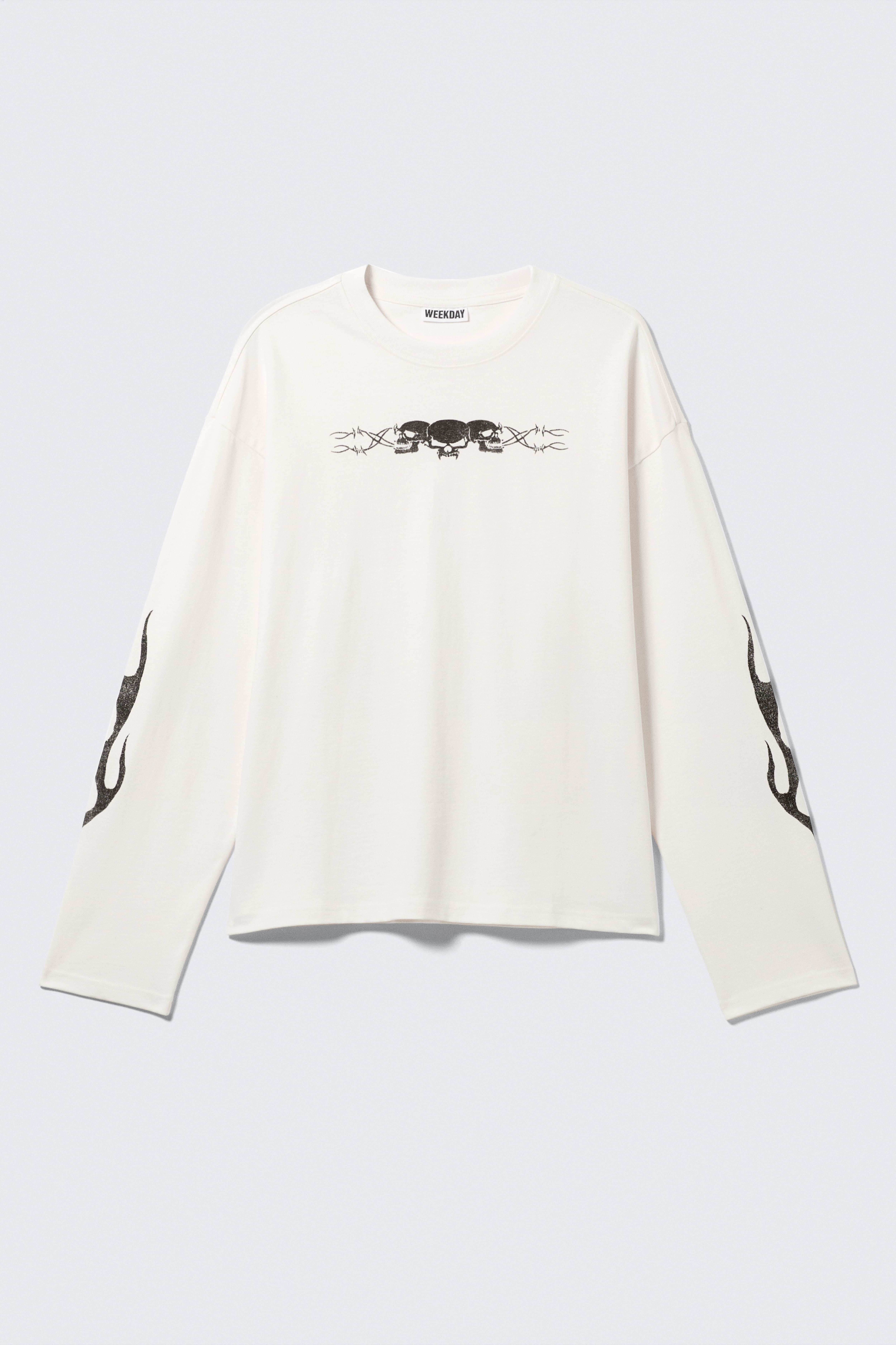 Geweldig boxy T-shirt met graphic en lange mouwen - White - Skull Flame/Dark Grey - Tristar/White - Skeleton Angel/Black - Midnight Nightmare/White - Angry Panthers/White - Airways/Dark Grey - Big Mess