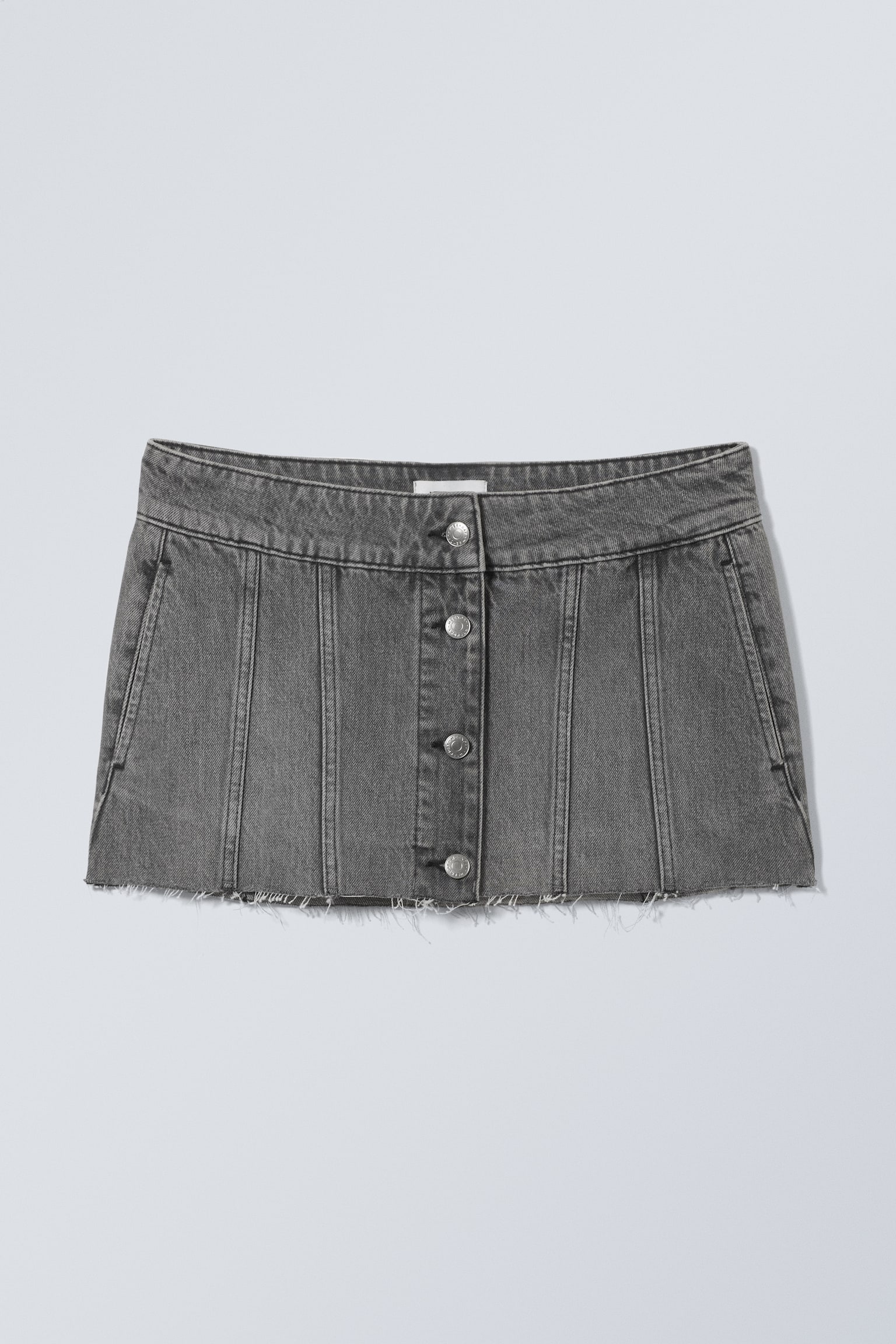 Frayed Mini Denim Skirt - Black Grumble - 2