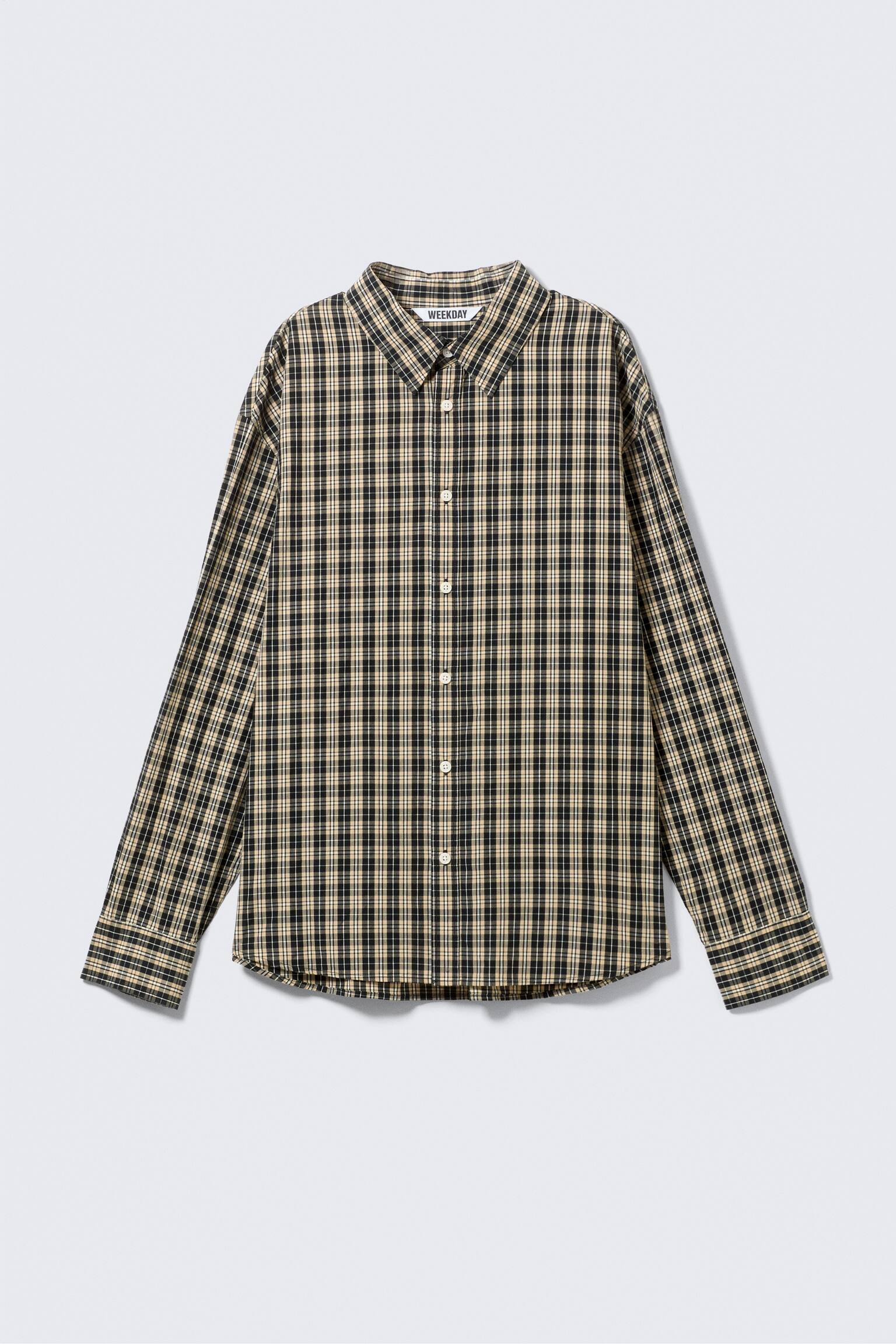 Oversized-Karohemd - Beige kariert/Blau kariert - 2
