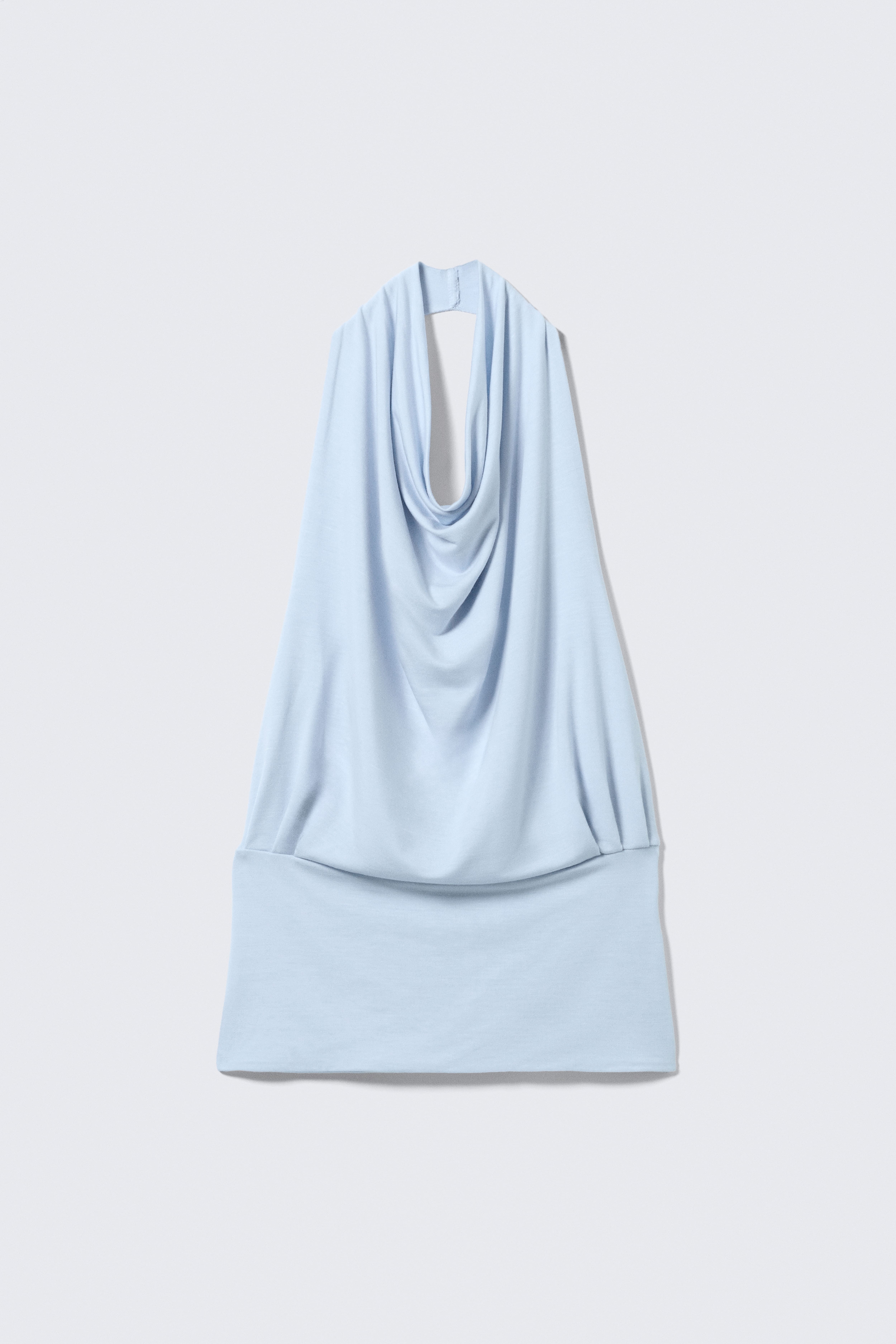 Draped Halter Top - Light Blue/Black