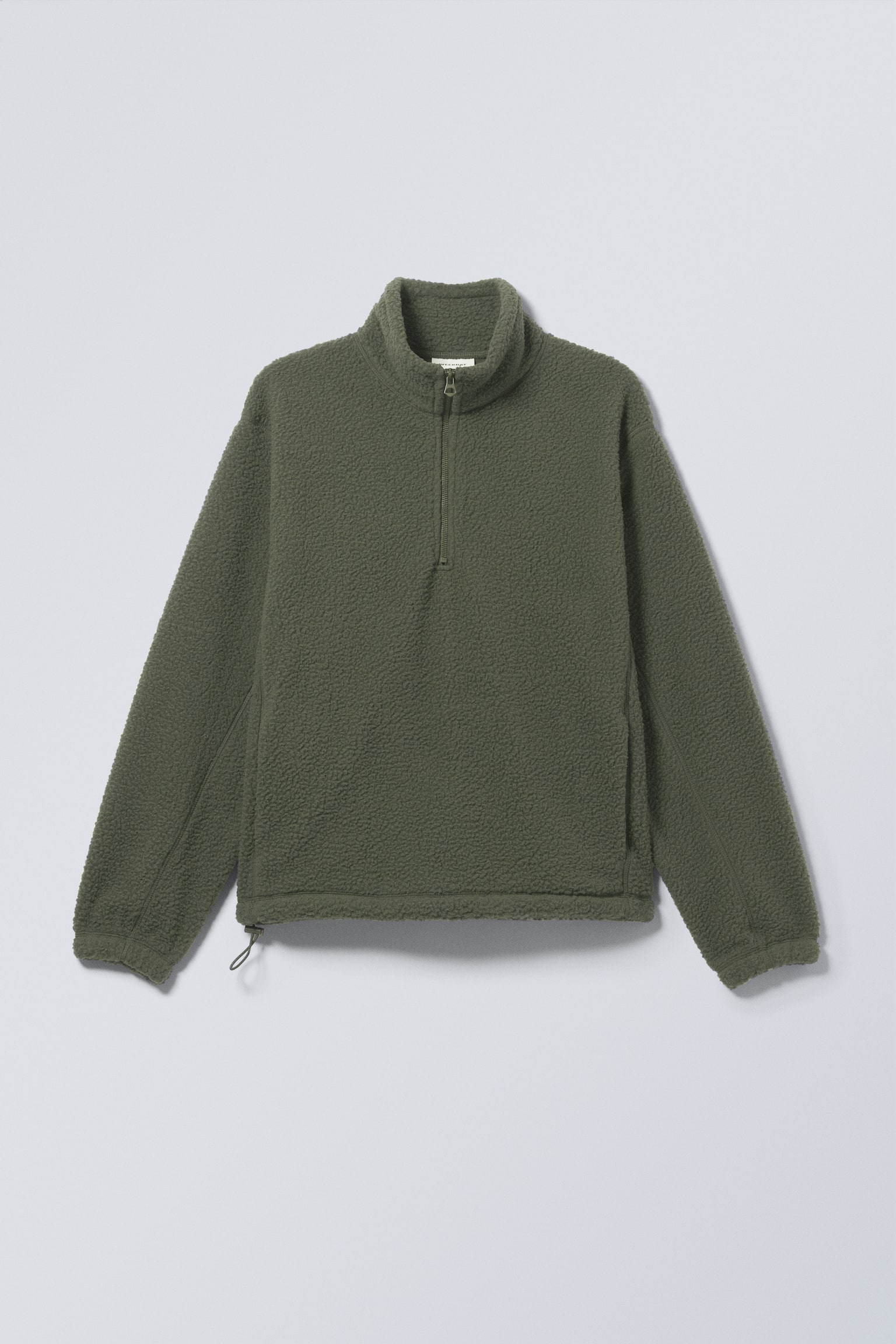 Half-Zip Fleece Sweatshirt - Dark Khaki Green/Black/Dark Blue - 2