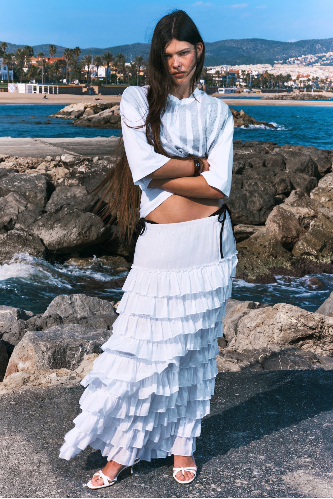 Jupe Longue Blanche Jupe Blanche Volant Skirt Jupe Longue Blanche