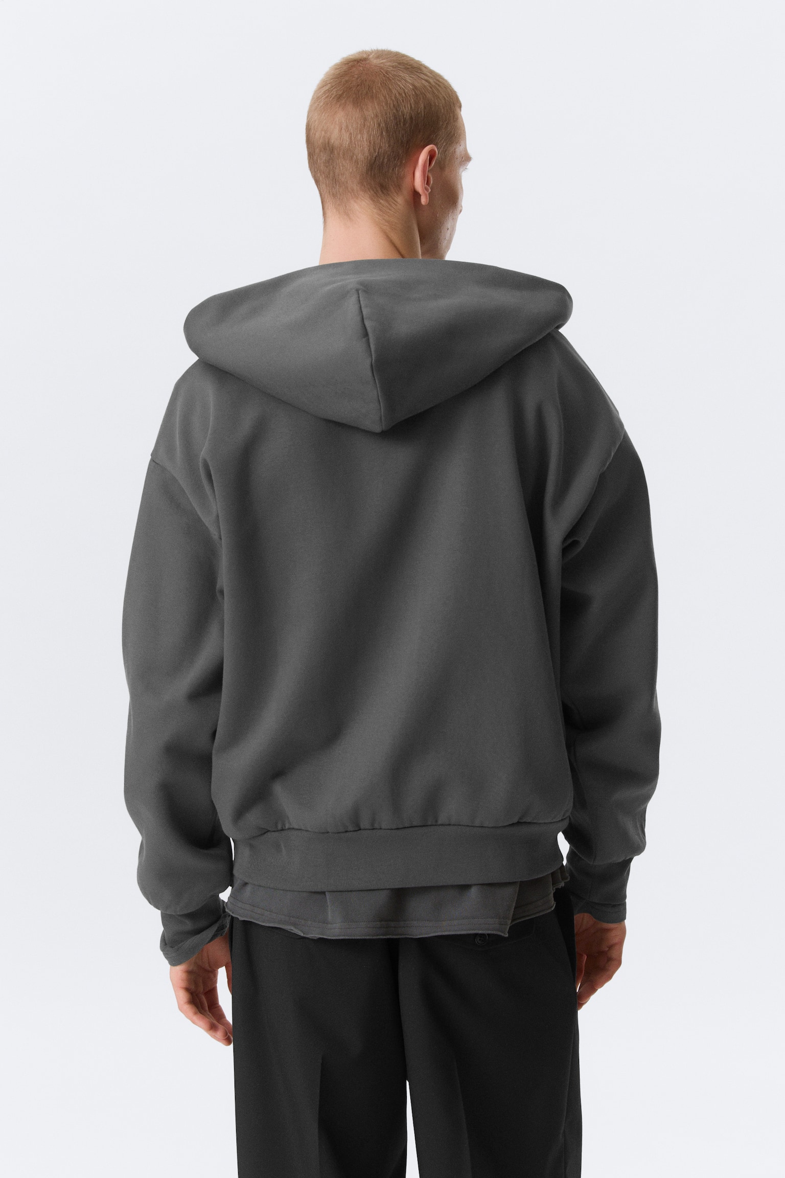 Felpa con cappuccio e zip - Grigio scuro/Marrone scuro/Nero/Grigio mélange/Blu lavato - 4