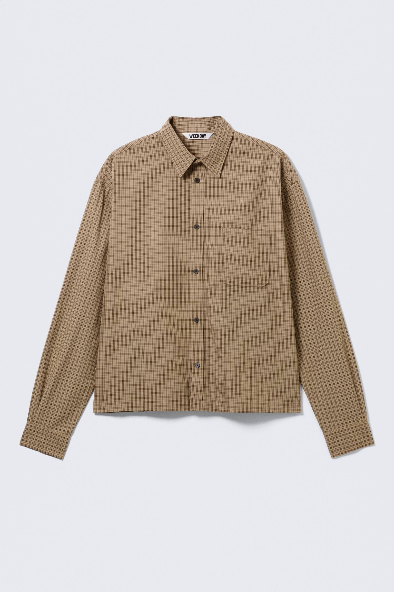Camicia popeline Relaxed Boxy - Beige a quadretti - 2