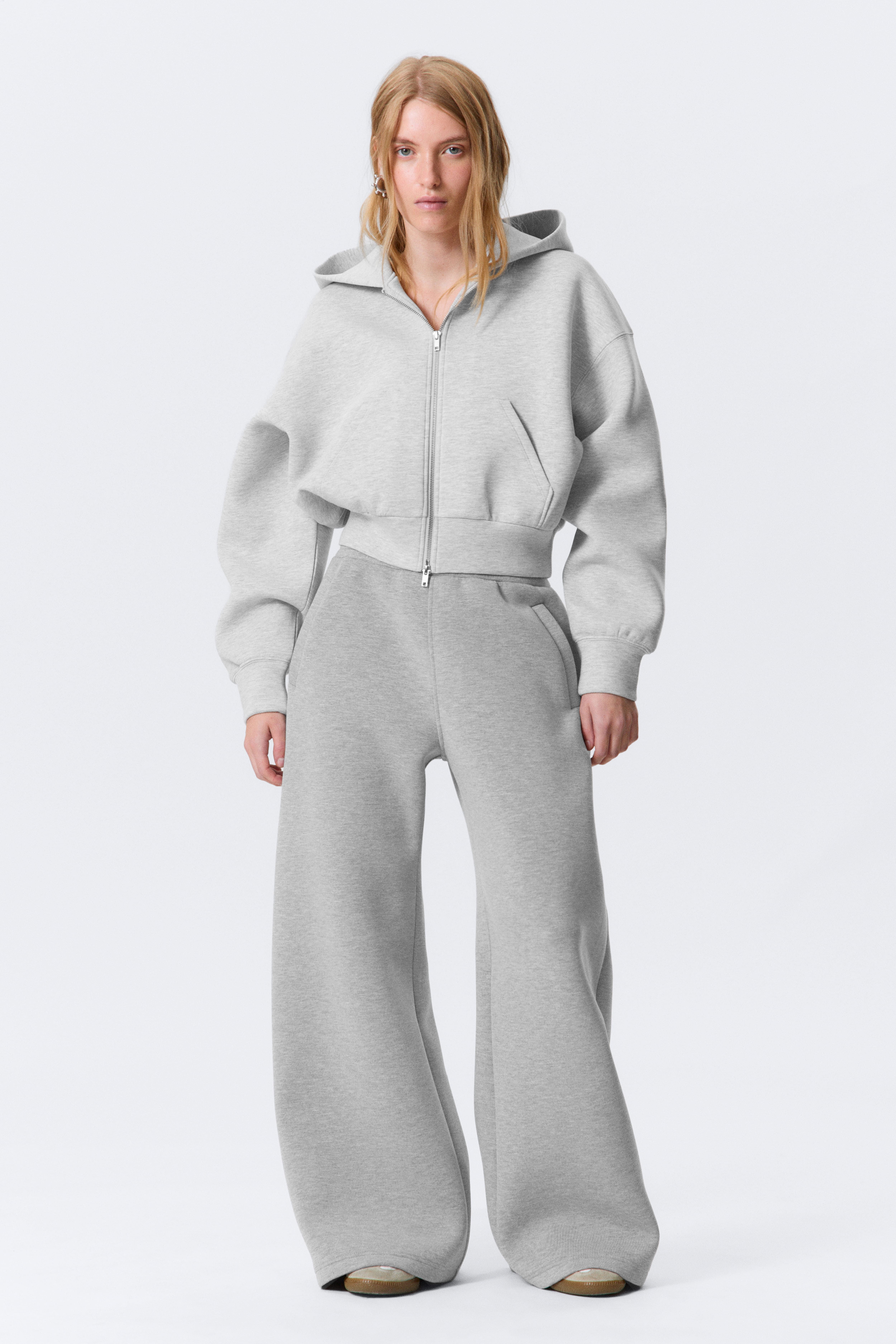 Relaxed Barrel Leg Scuba Sweatpants - Grijs gemêleerd/Zwart/Grijs gemêleerd