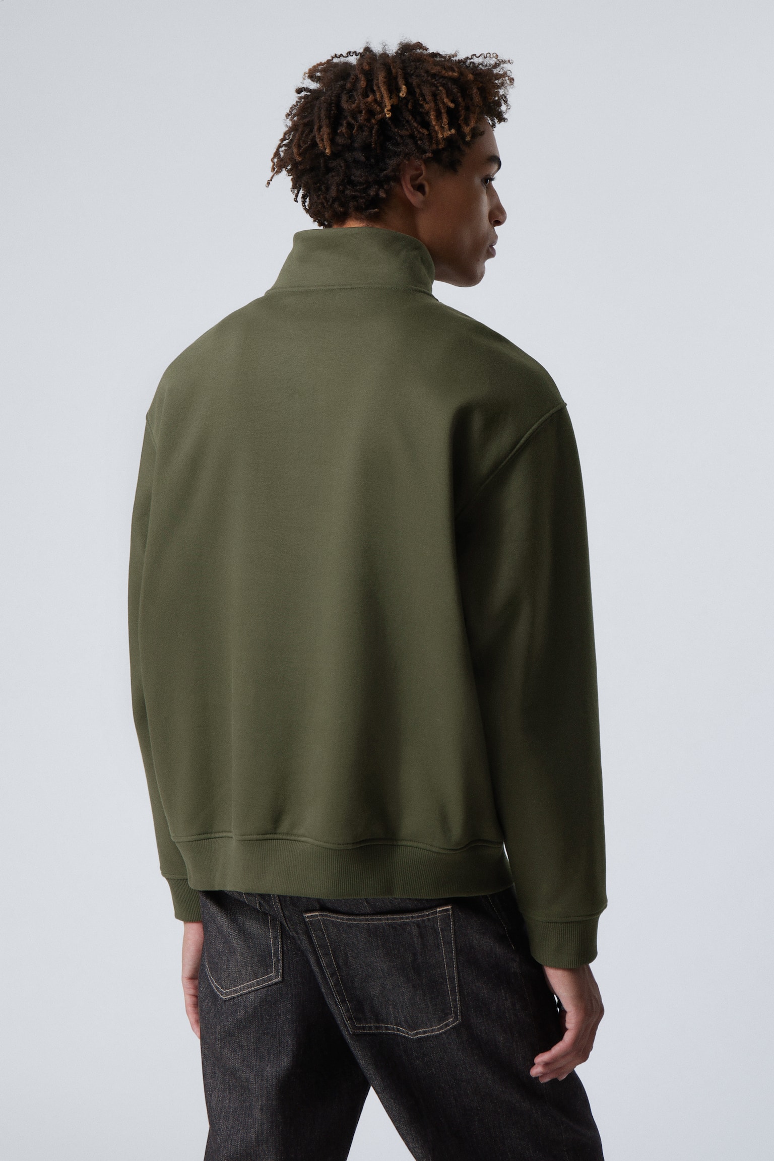 Relaxed Heavy Half Zip Sweater - Dark Khaki Green/Dark Blue/Light Grey/Dusty Grey/Black/Dark Brown - 3