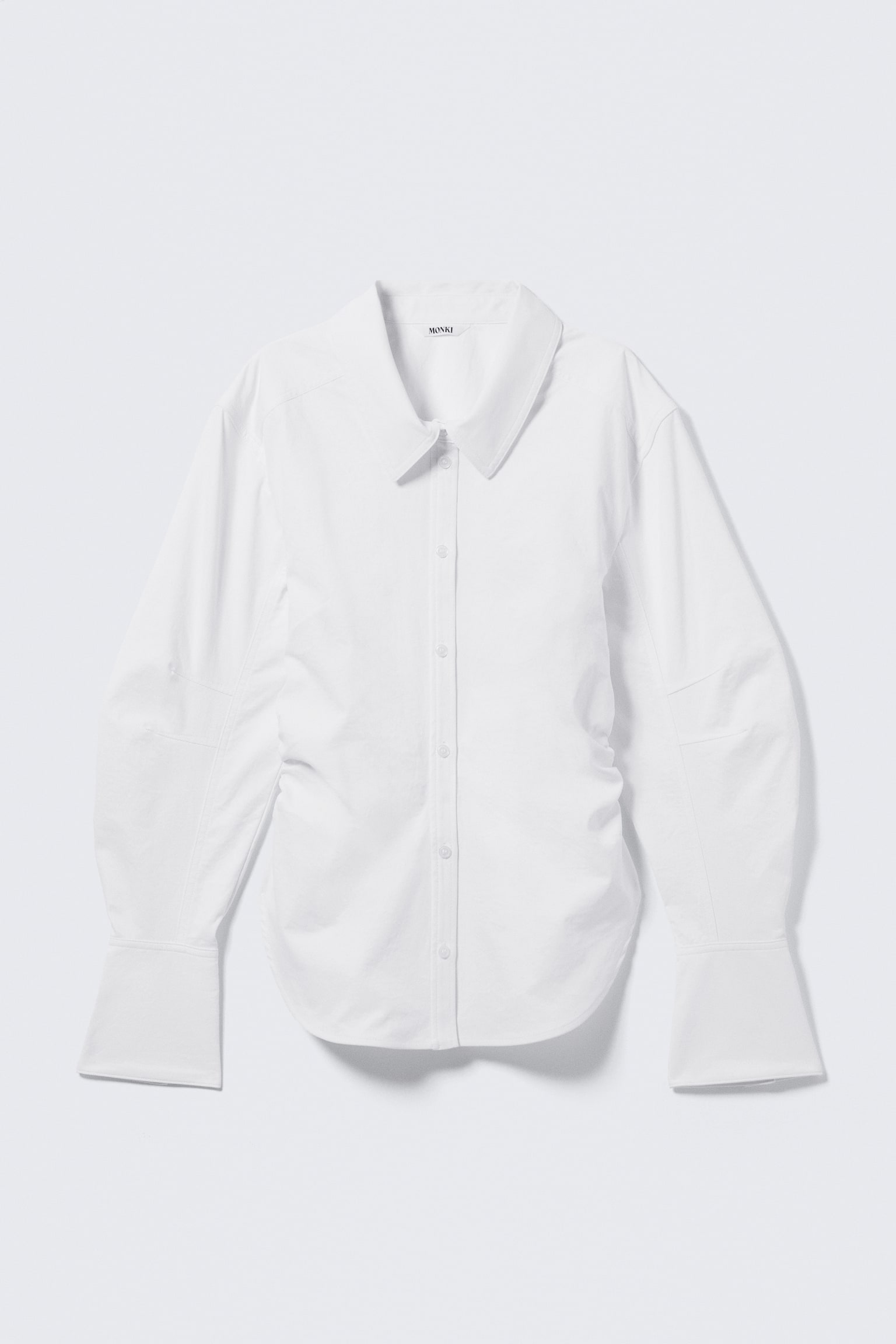 Nauwsluitend overhemd met ruches in de taille - Wit/Wit/Gele bloemenprint - 2