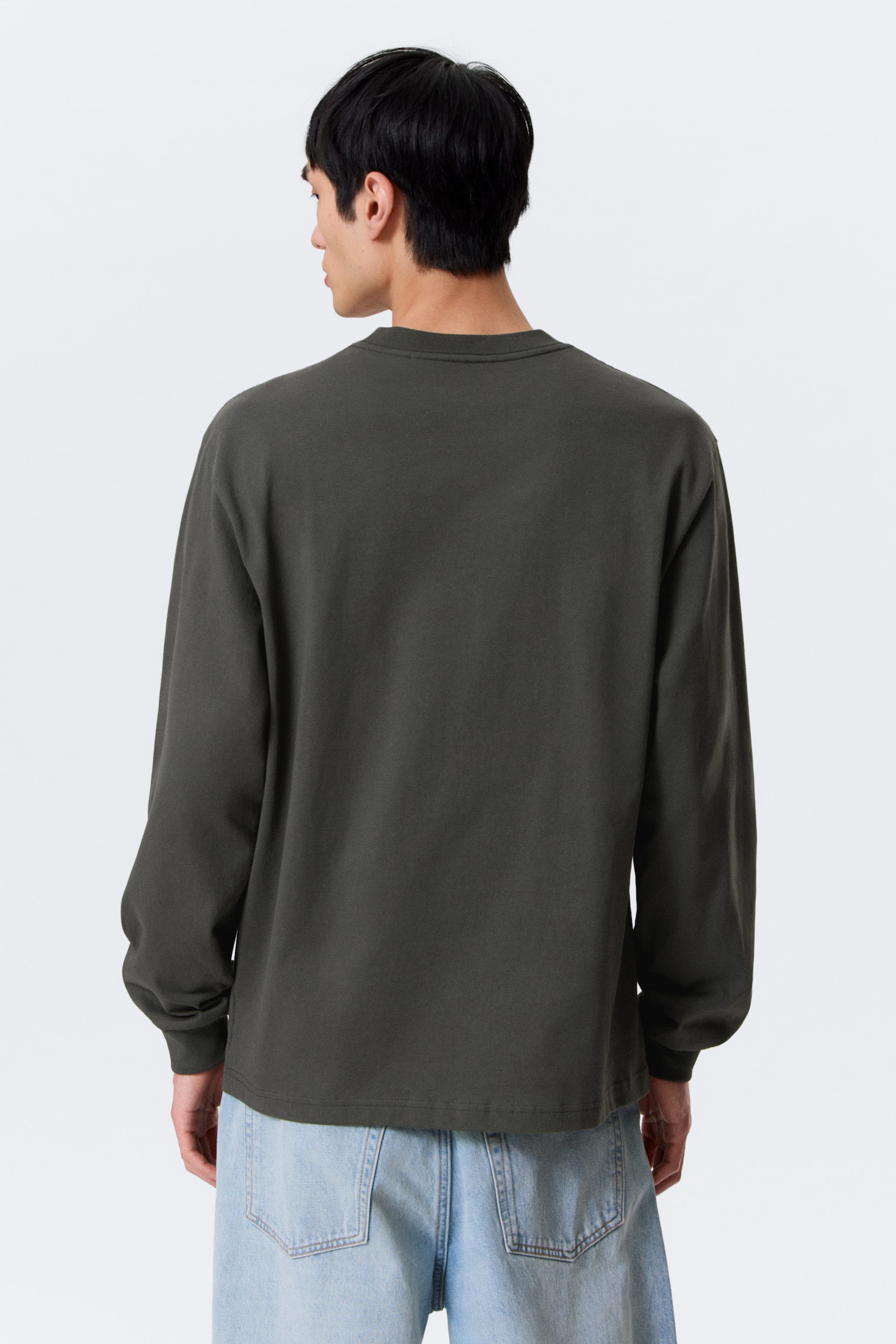 Tricou cu mânecă lungă lejer - Gri închis/Alb/Negru - 4