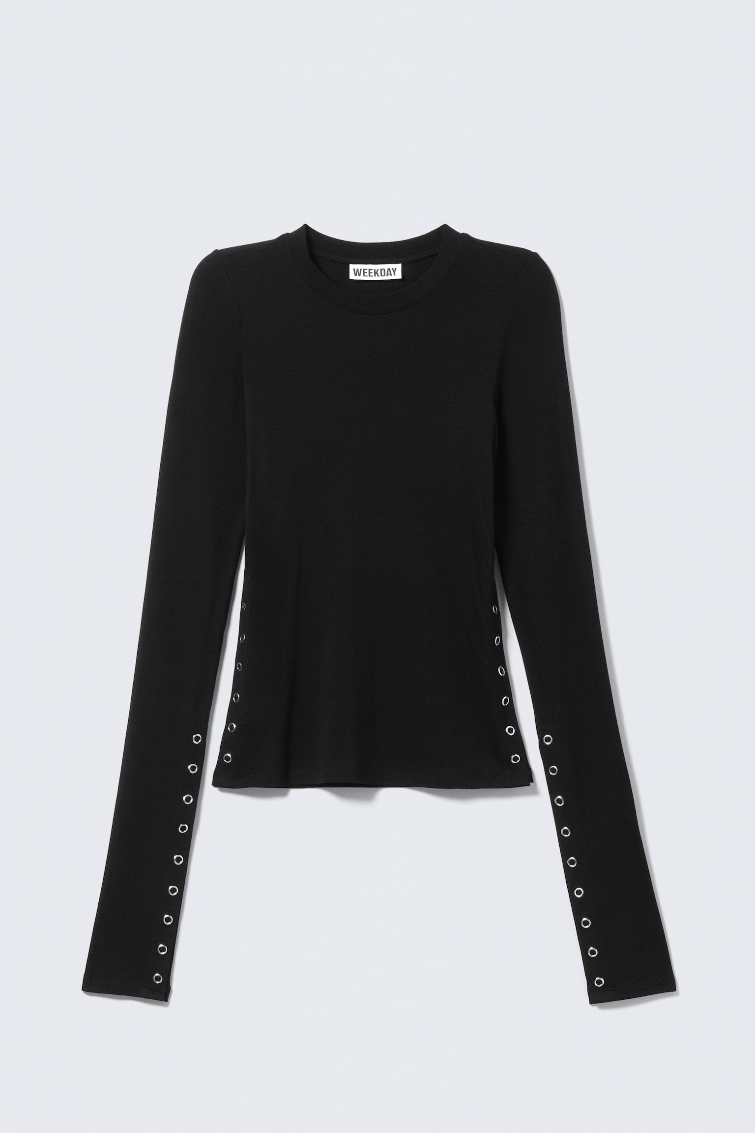 Top slim a maniche lunghe - Nero/Grigio polvere - 2