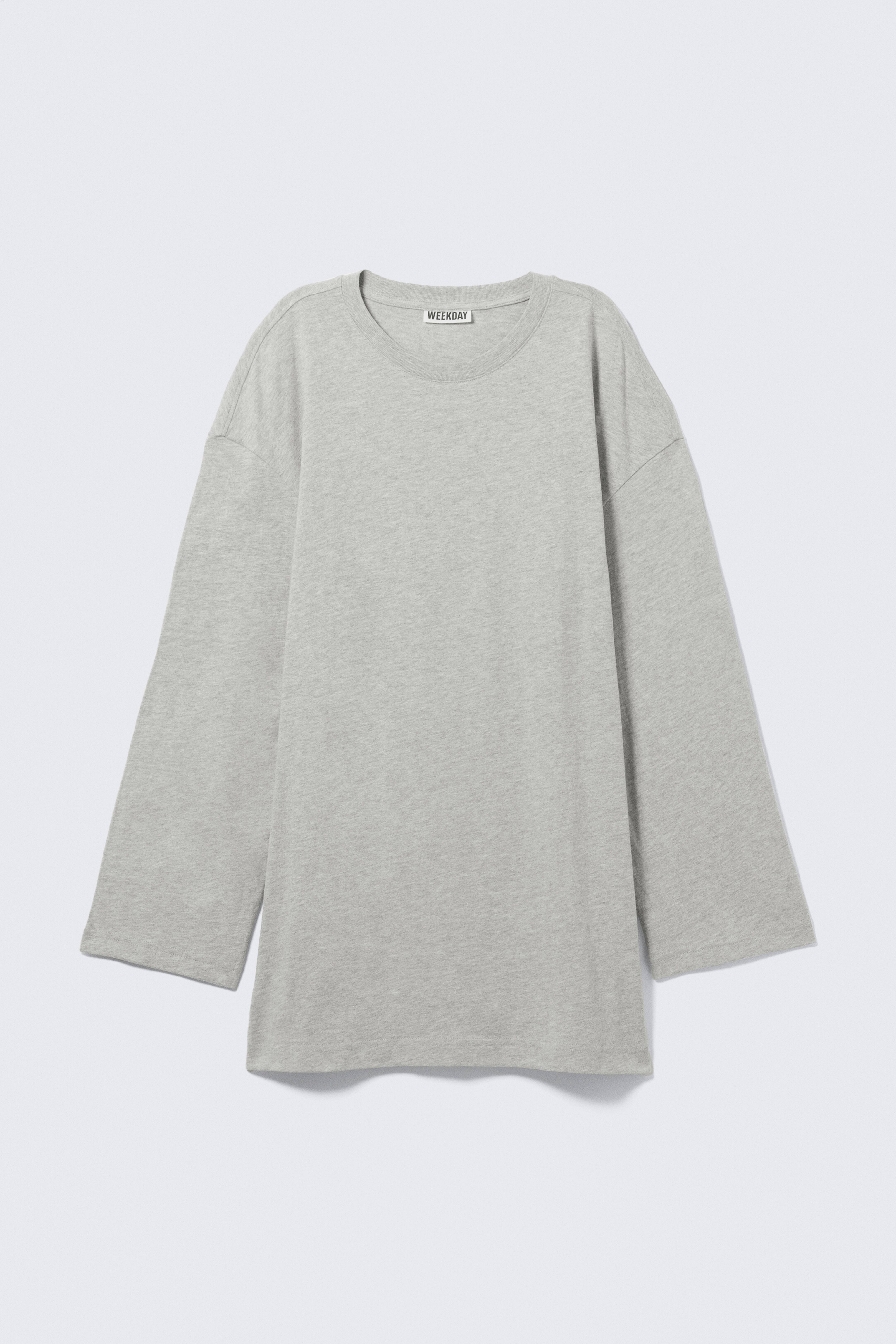 Oversized T-shirtjurk met lange mouwen - Grijs gemêleerd/Wit