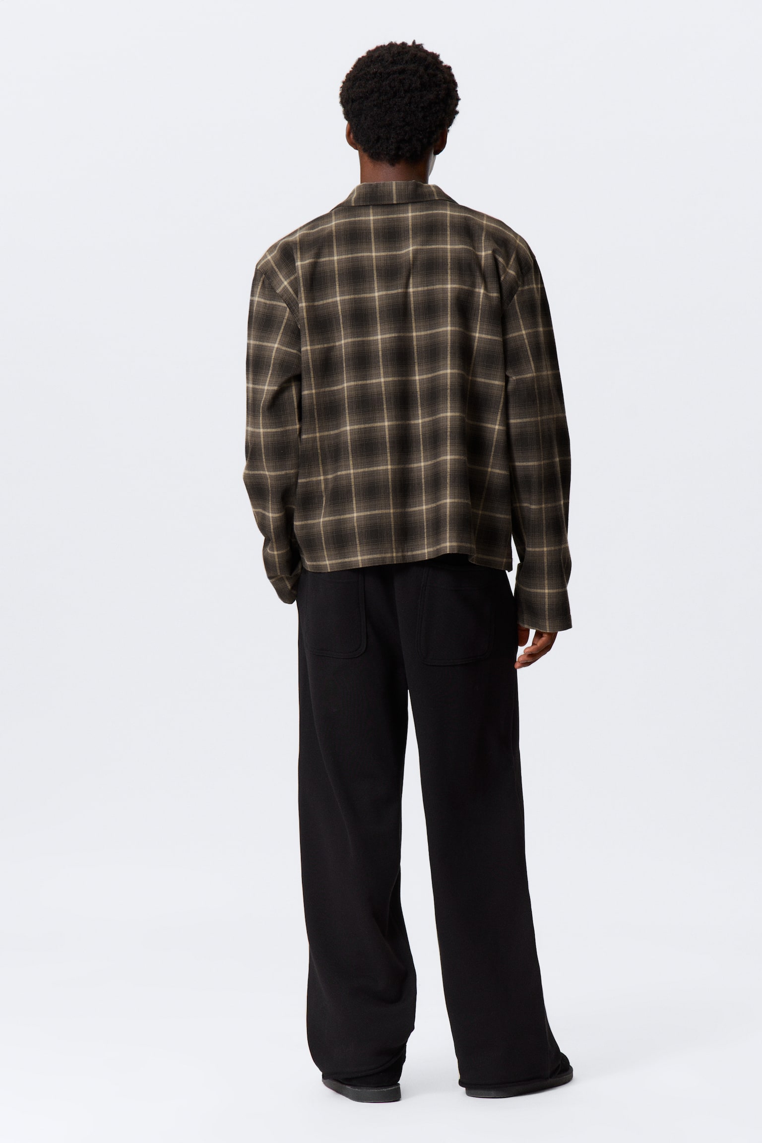 Afslappet flannel pyjamaskjorte - Checked Dark Brown/Hvid med sorte - 4