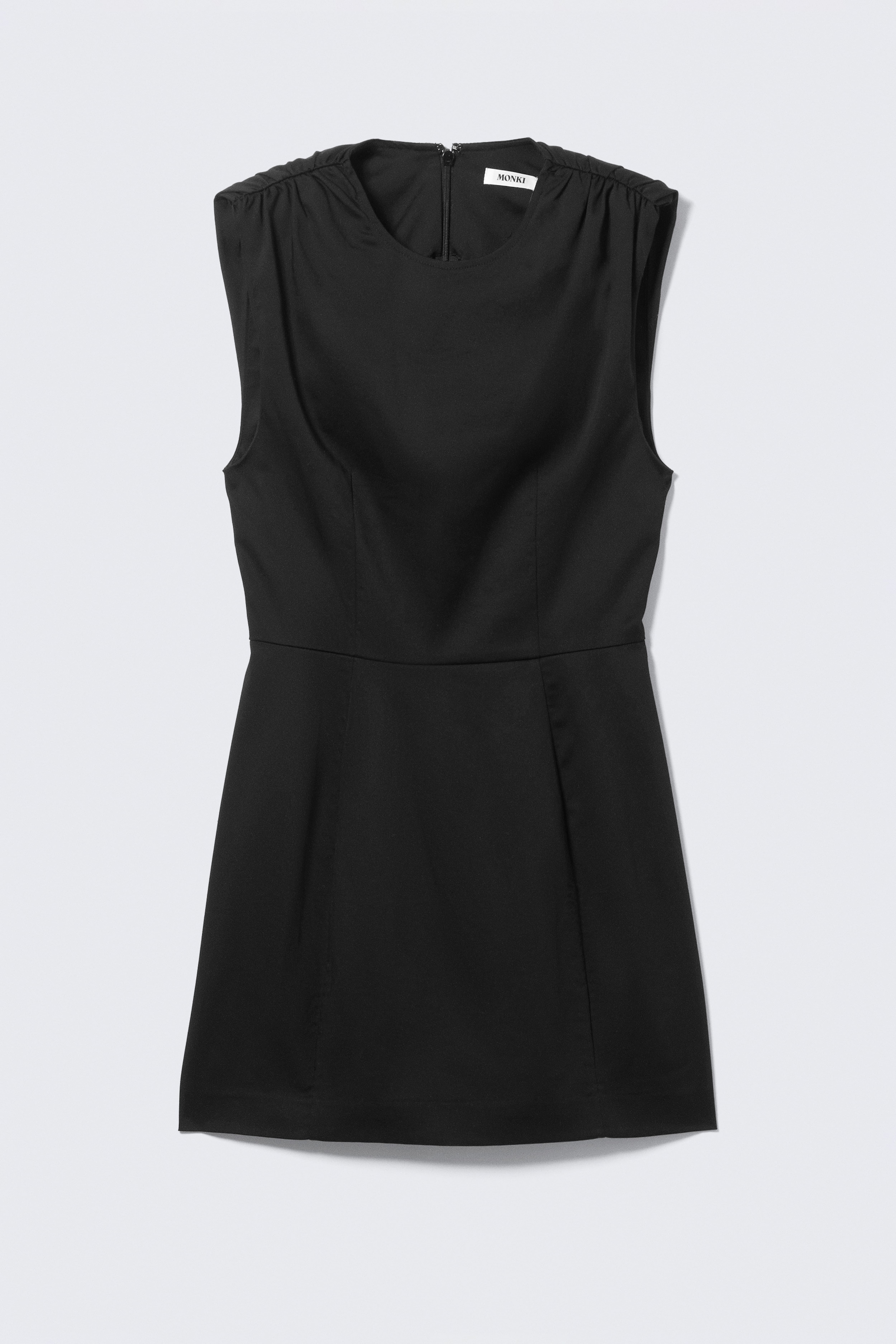 Мини рокля от кепър без ръкави - Черен