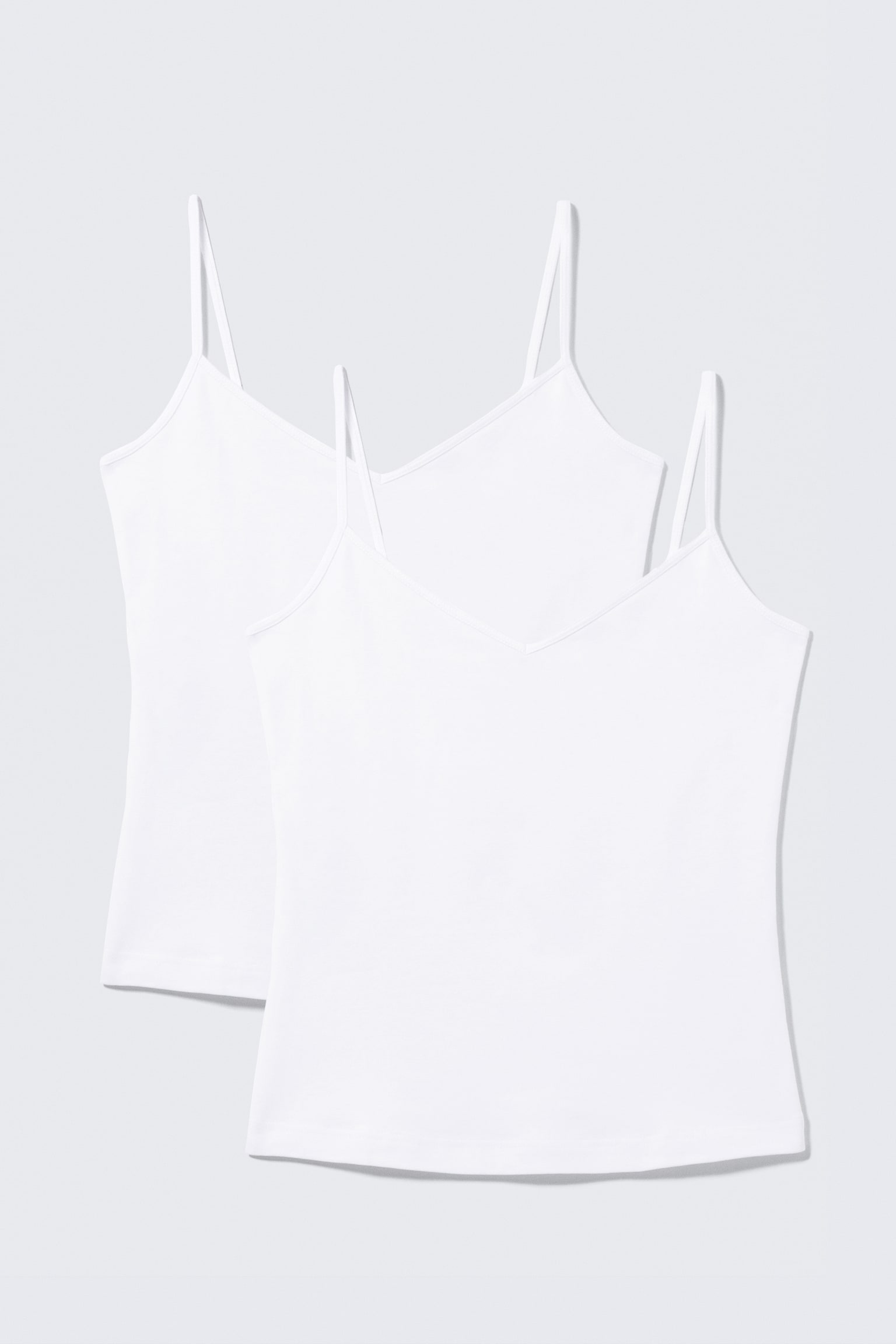 2-pack Slim V-neck Cotton Singlet - White/Black - 1