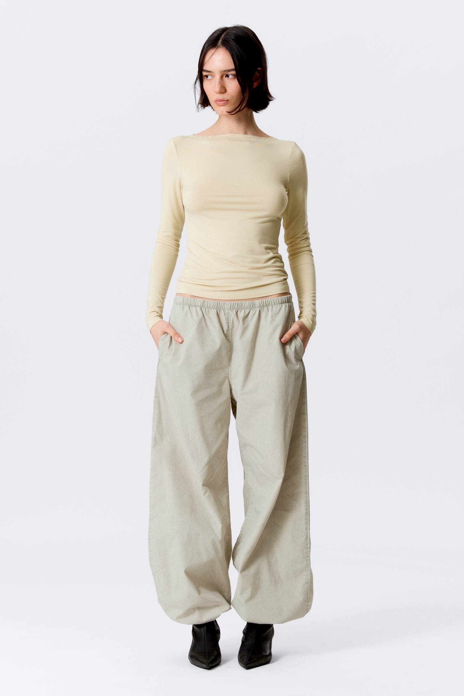 Pantaloni ripstop cu talie joasă și elastic - Mole prăfuit deschis/Gri închis - 7