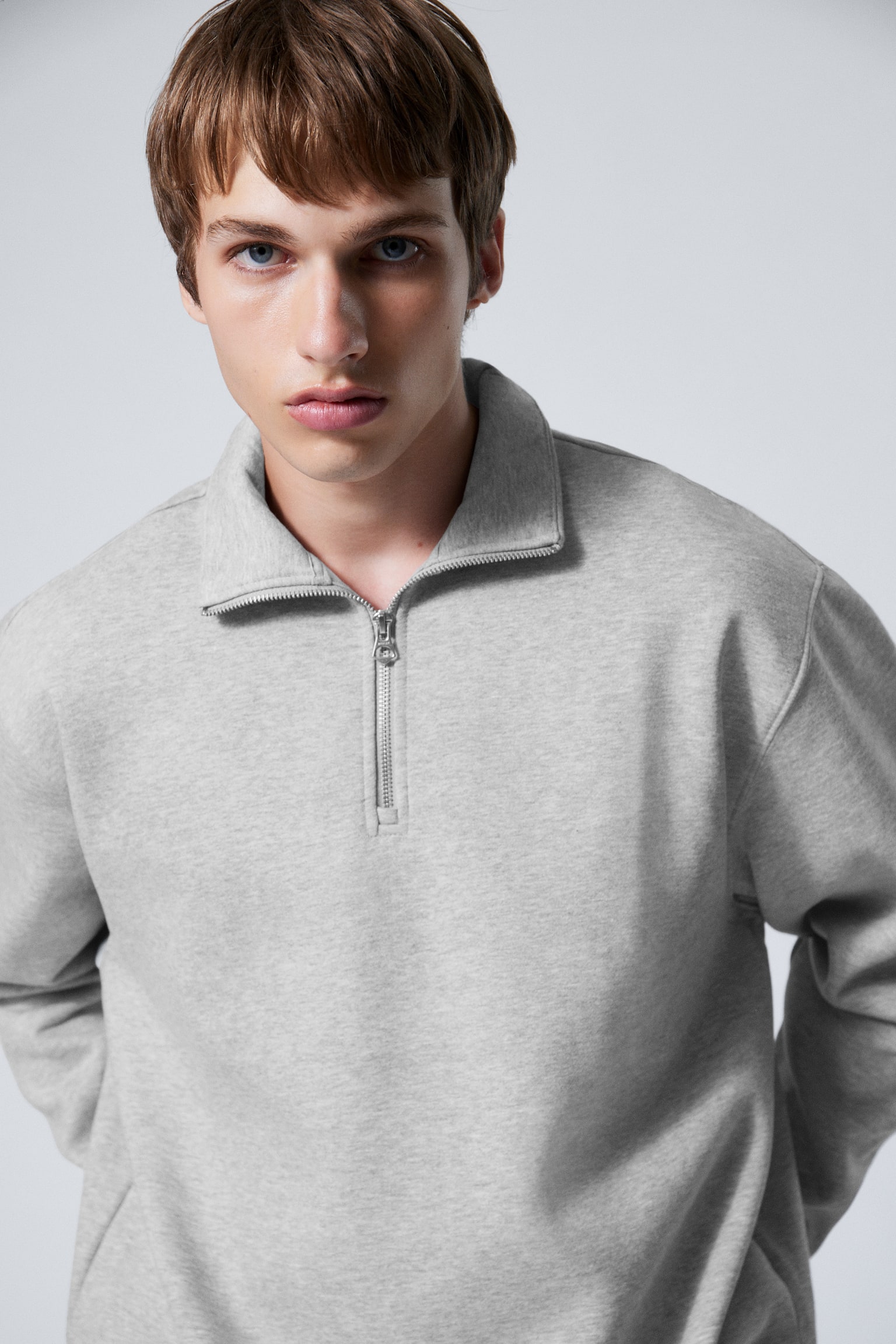 Relaxed Heavy Half Zip Sweater - Light Grey/Dark Blue/Dusty Grey/Black/Dark Brown/Dark Khaki Green - 4