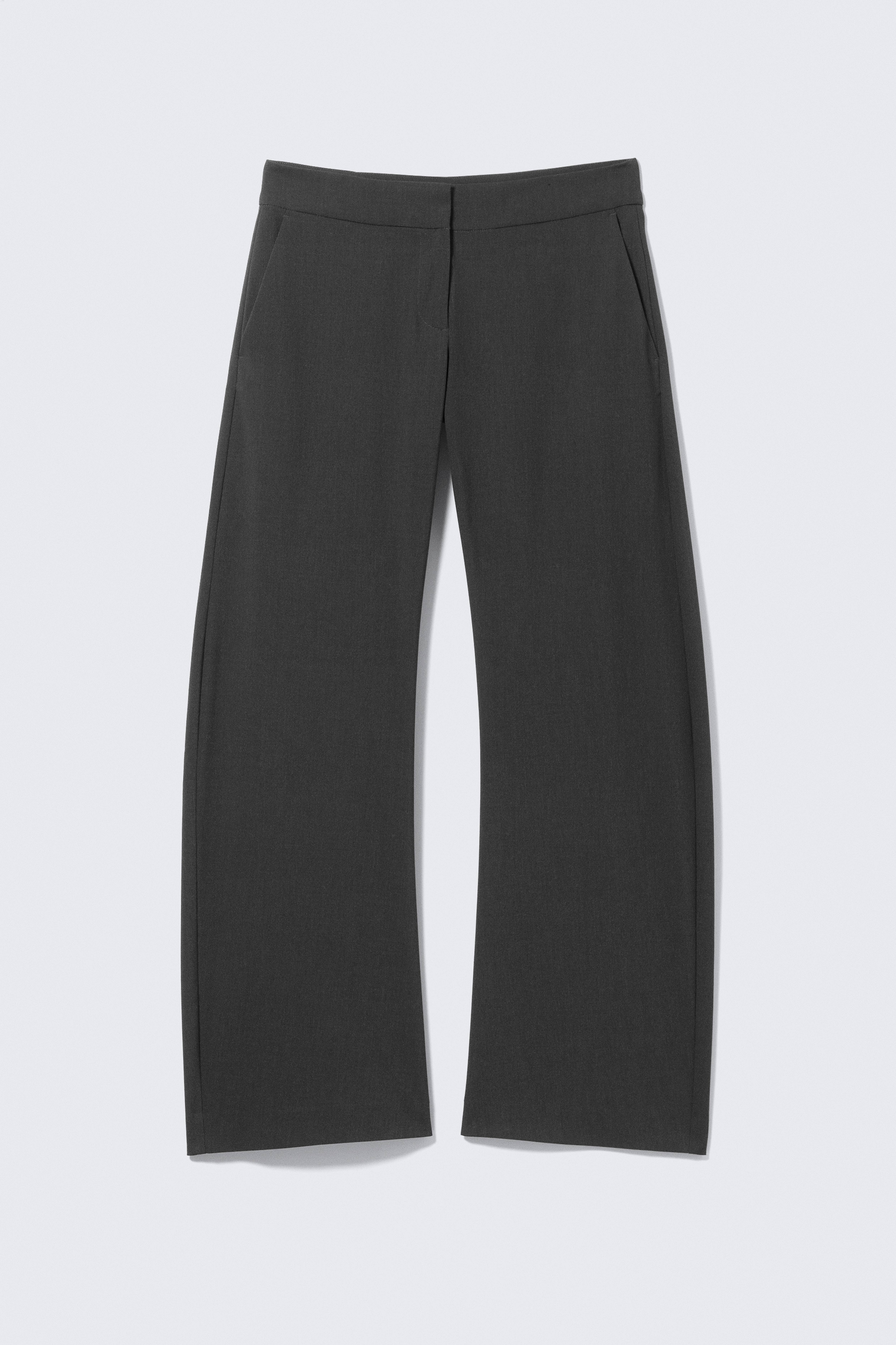 Low-Rise Loose Barrel Suiting Trousers - Dark Grey Melange/Black